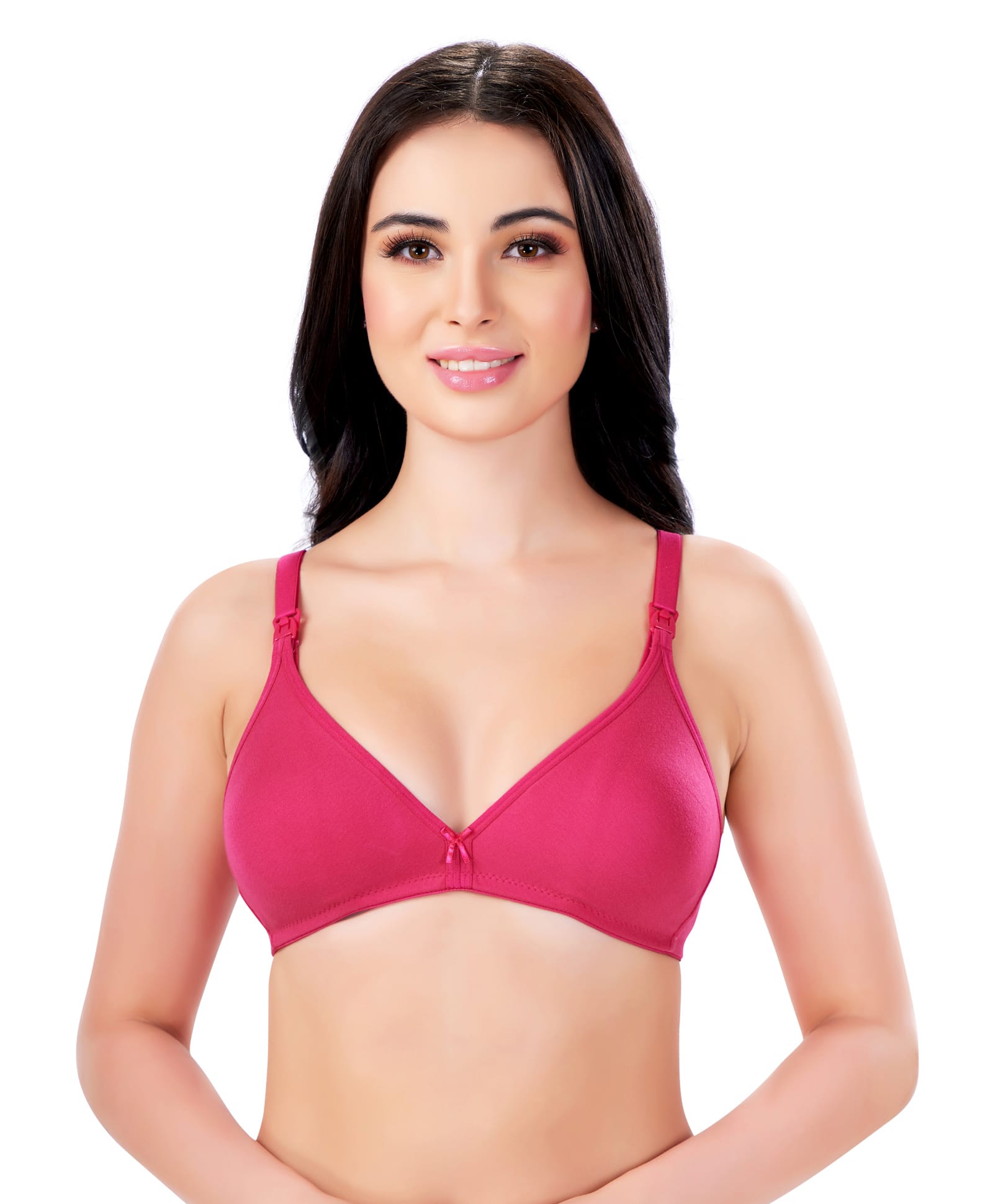 Bella Mama Maternity Non Wired Nursing Bra - Dark Pink-image-12