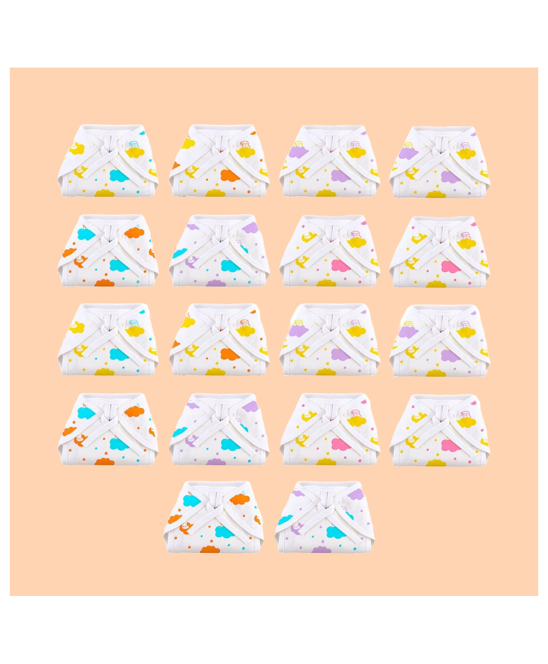 SuperBottoms BASIC Langot 100% Pure Cotton Extra Soft & Breathable for 0-6 months Babies - Pack of 18-image-35