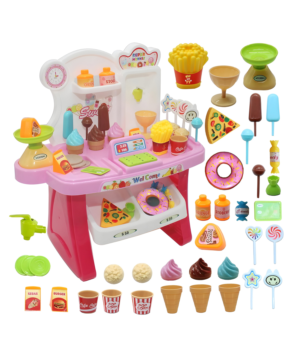 YAMAMA Role And Pretend Play Toys For Kids Battery Operated Supermarket Play Set Toys With Sound Pretend Play Home Supermarket Kitchen Toy37 Pieces(Color And Design May Vary)-image-13