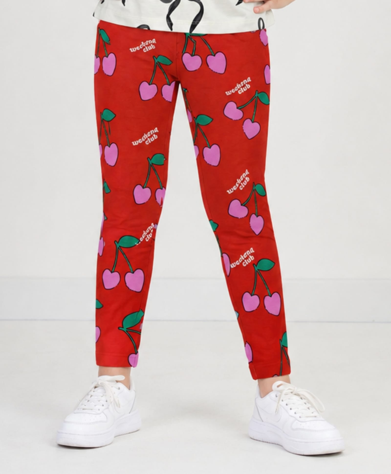 Anthrilo Cotton Blend Cherry Printed Leggings - Red-picture-11