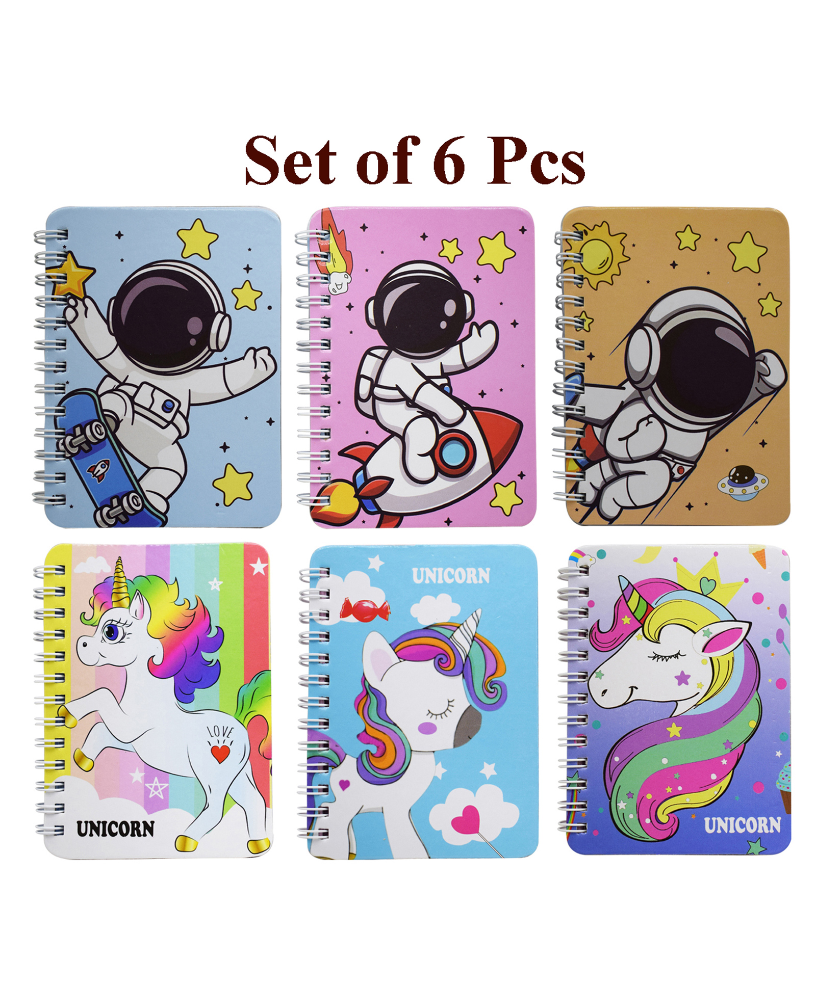 Asera Spiral Diary with Cartoon Character Prints for Kids Birthday Return Gifts - Birthday Party Gift Options (Unicorn & Space 6 Pcs)-picture-25