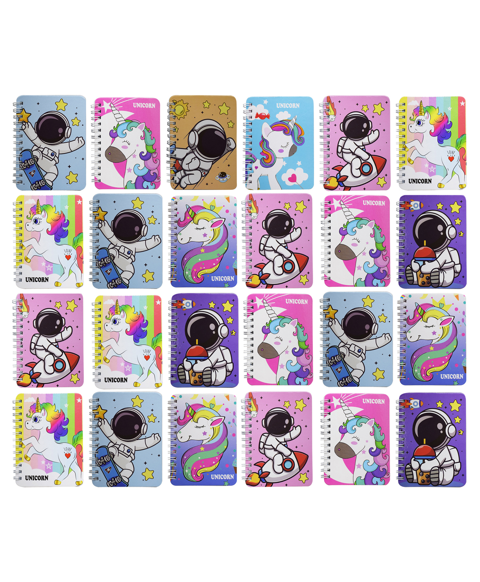 Asera Spiral Diary with Cartoon Character Prints for Kids Birthday Return Gifts - Birthday Party Gift Options (Unicorn & Space 24 Pcs)-picture-39