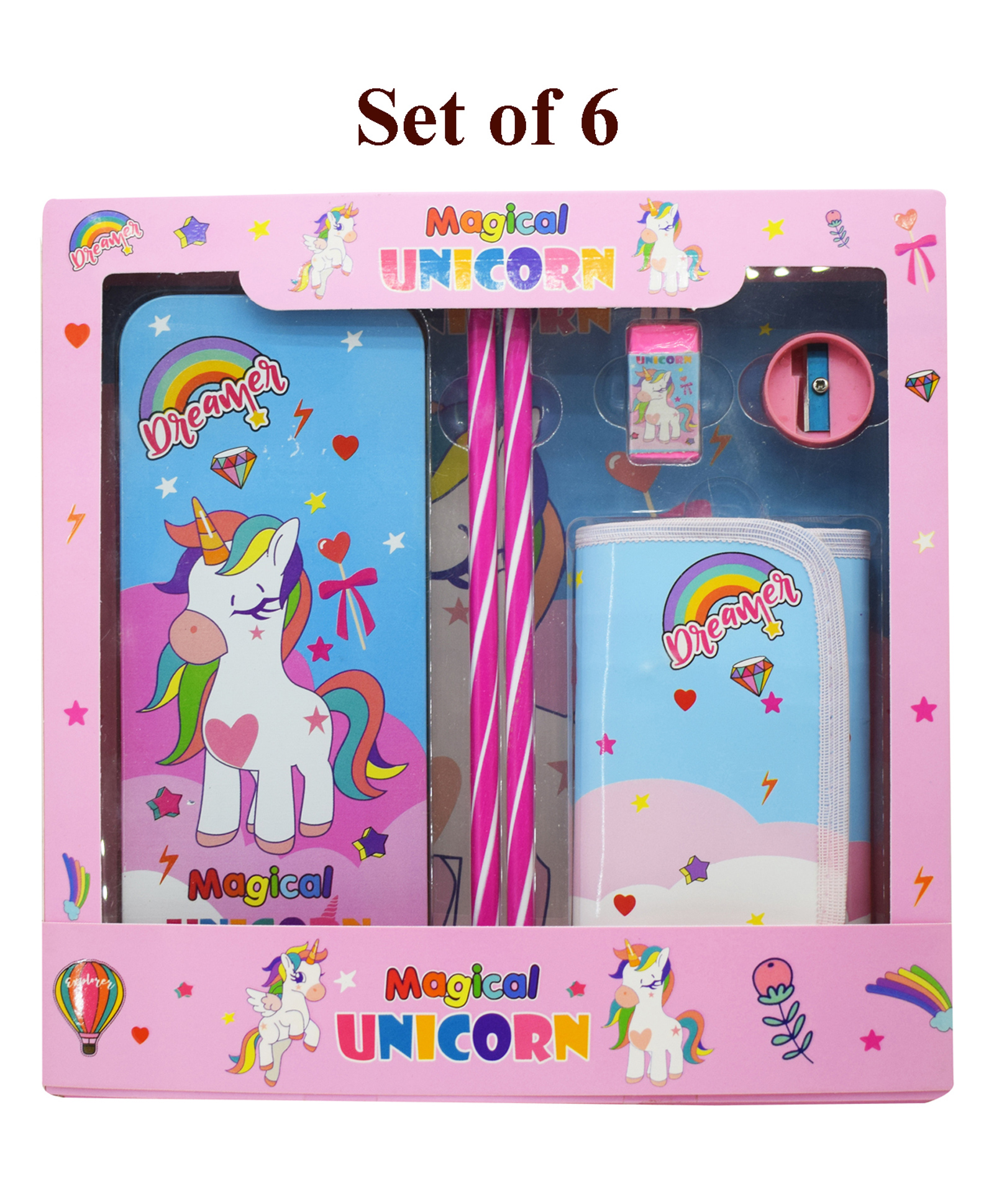Asera Stationery Gift Set with Wallet, Pencil Box, Pencils, Eraser & SharpenerPerfect for Students & Creative Minds Birthday Return Gifts (Unicorn 6 Pcs)-image-13