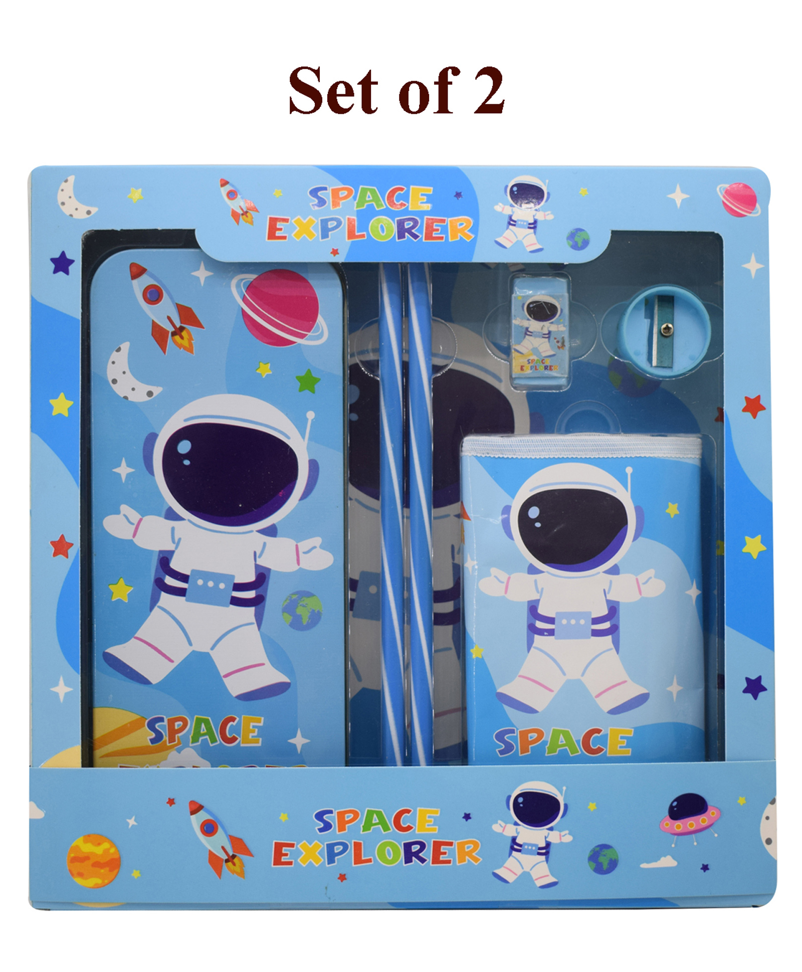 Asera Stationery Gift Set with Wallet, Pencil Box, Pencils, Eraser & SharpenerPerfect for Students & Creative Minds Birthday Return Gifts (Space 2 Pcs)-picture-35