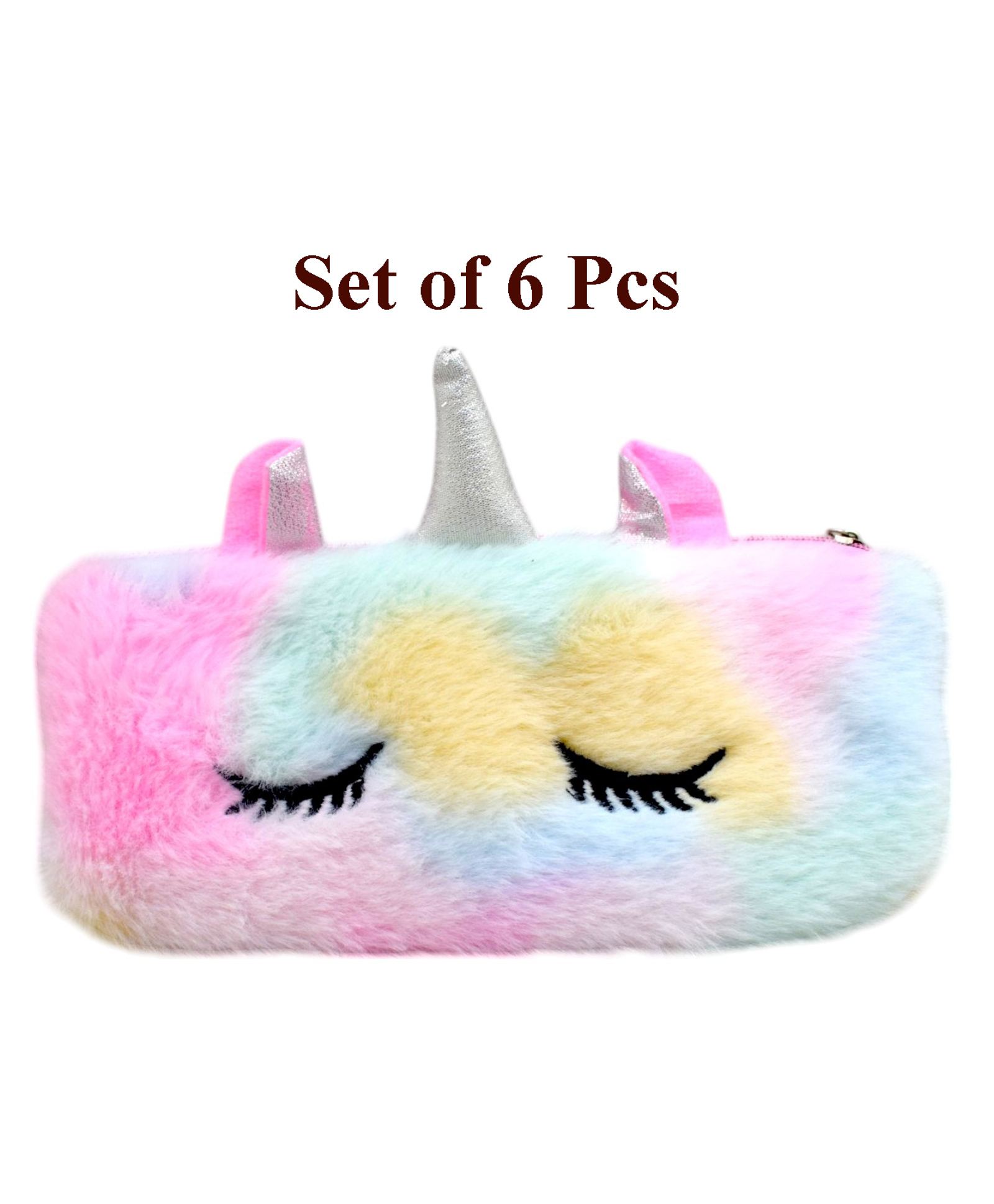 Asera Multicolor and Multipurpose Unicorn Soft Fur Pouch for School Kids Birthday Party Gifts (6 Pcs)-picture-22