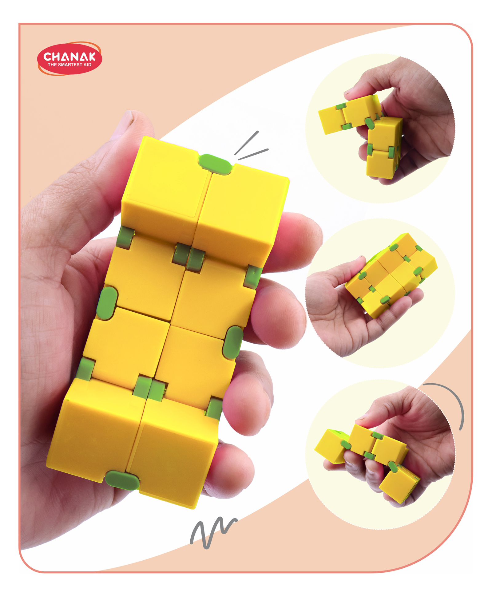 Aditi Toys Infinity Cube Fidget Toy Stress Relieving Fidgeting Game for Kids and Adults, Durable ABS Plastic Safe Material Sensory Toys, Unique Gadget for Anxiety Relief Easy to Carry, Above 3+ Age (Yellow)-picture-17