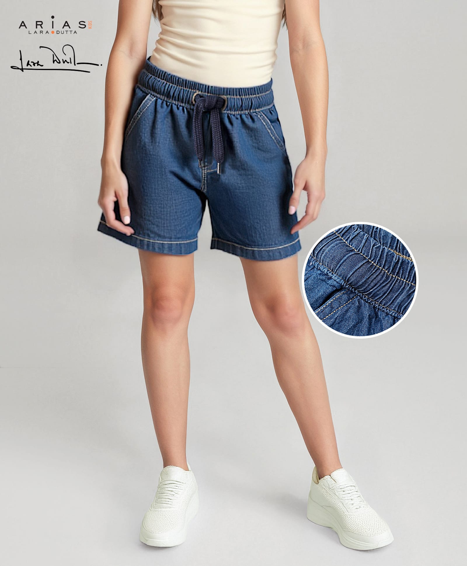 AriasCotton Woven Denim Shorts - Blue-image-20
