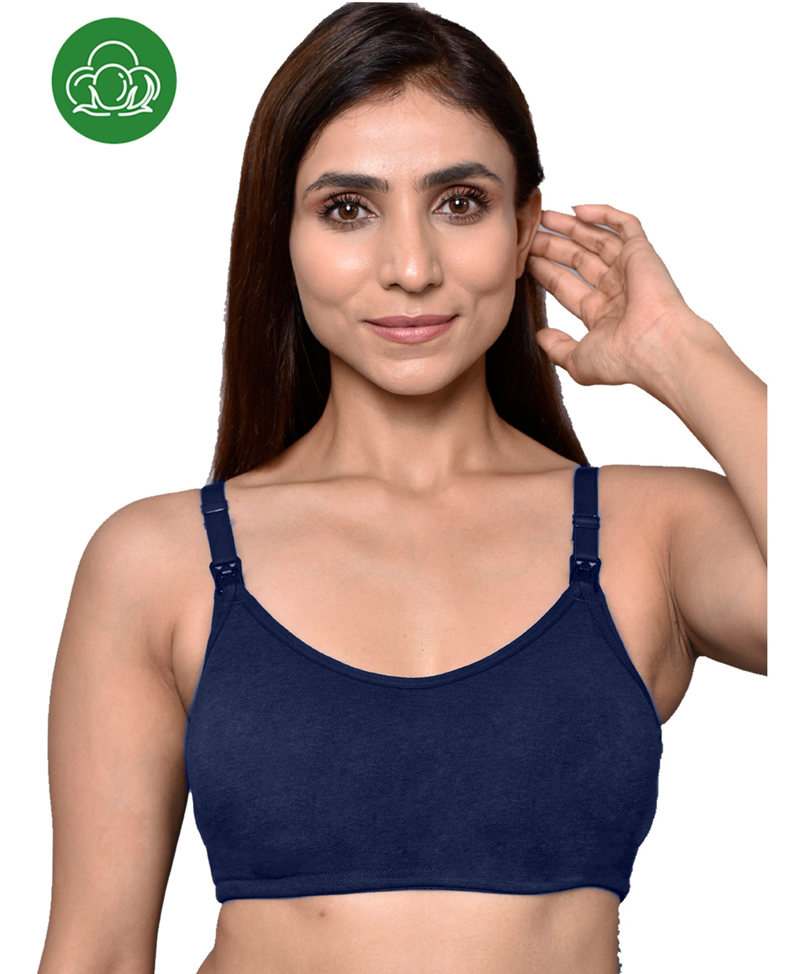 Inner Sense Organic Cotton Solid Antimicrobial Soft Feeding Bra - Navy Blue-picture-12
