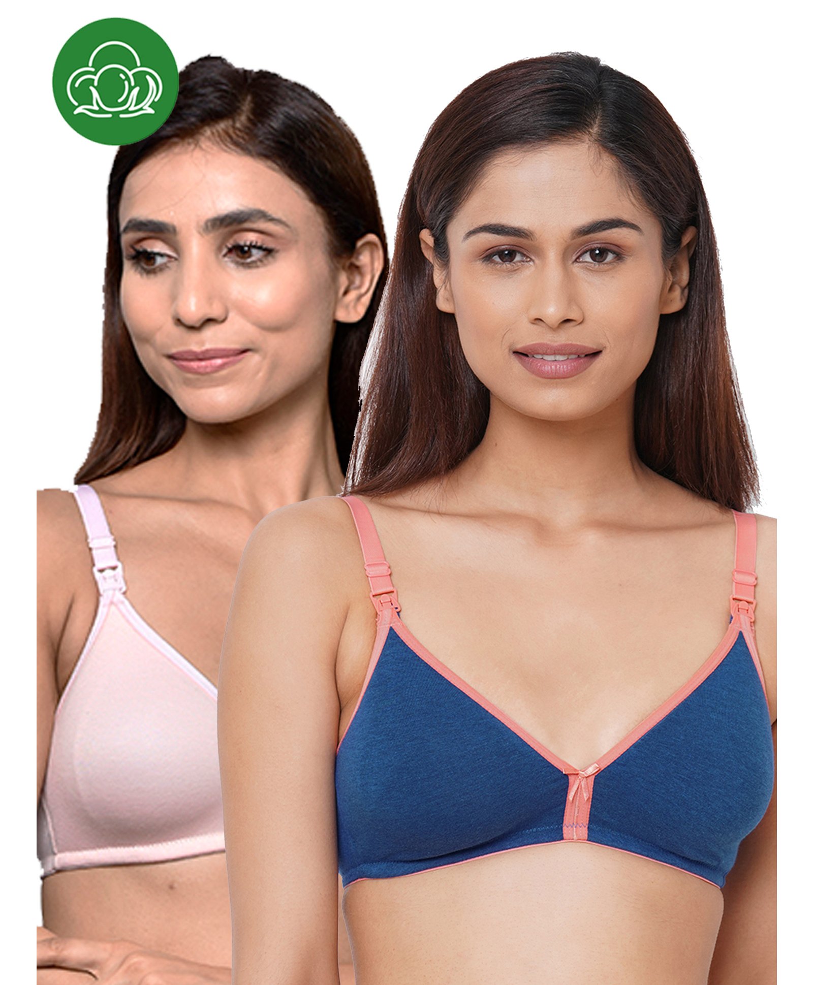 Inner Sense Organic Cotton Pack Of 2 Solid Antimicrobial Soft Feeding Bras - Multi Colour-picture-37