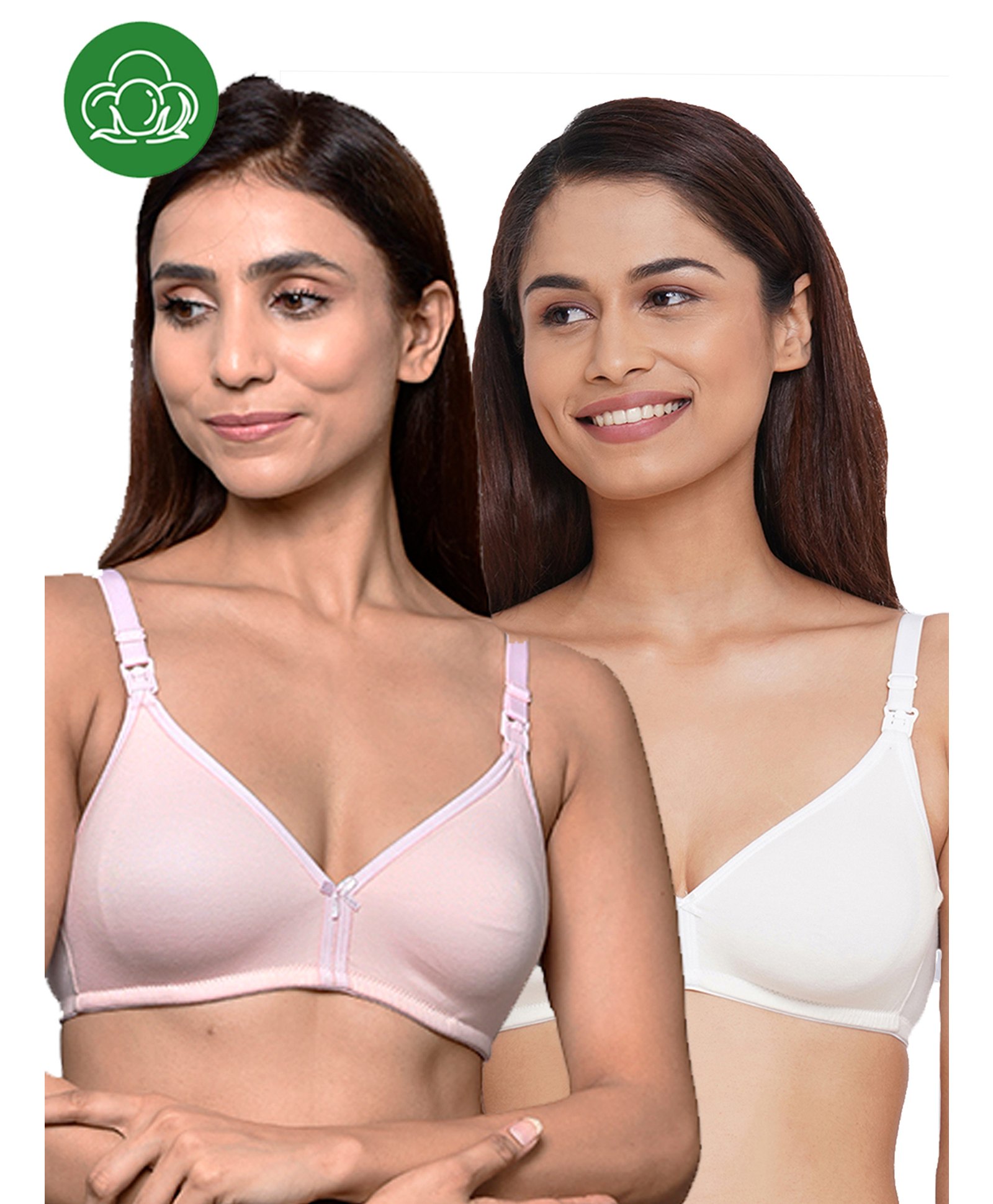 Inner Sense Organic Cotton Pack Of 2 Solid Antimicrobial Soft Feeding Bras - Multi Colour-picture-34