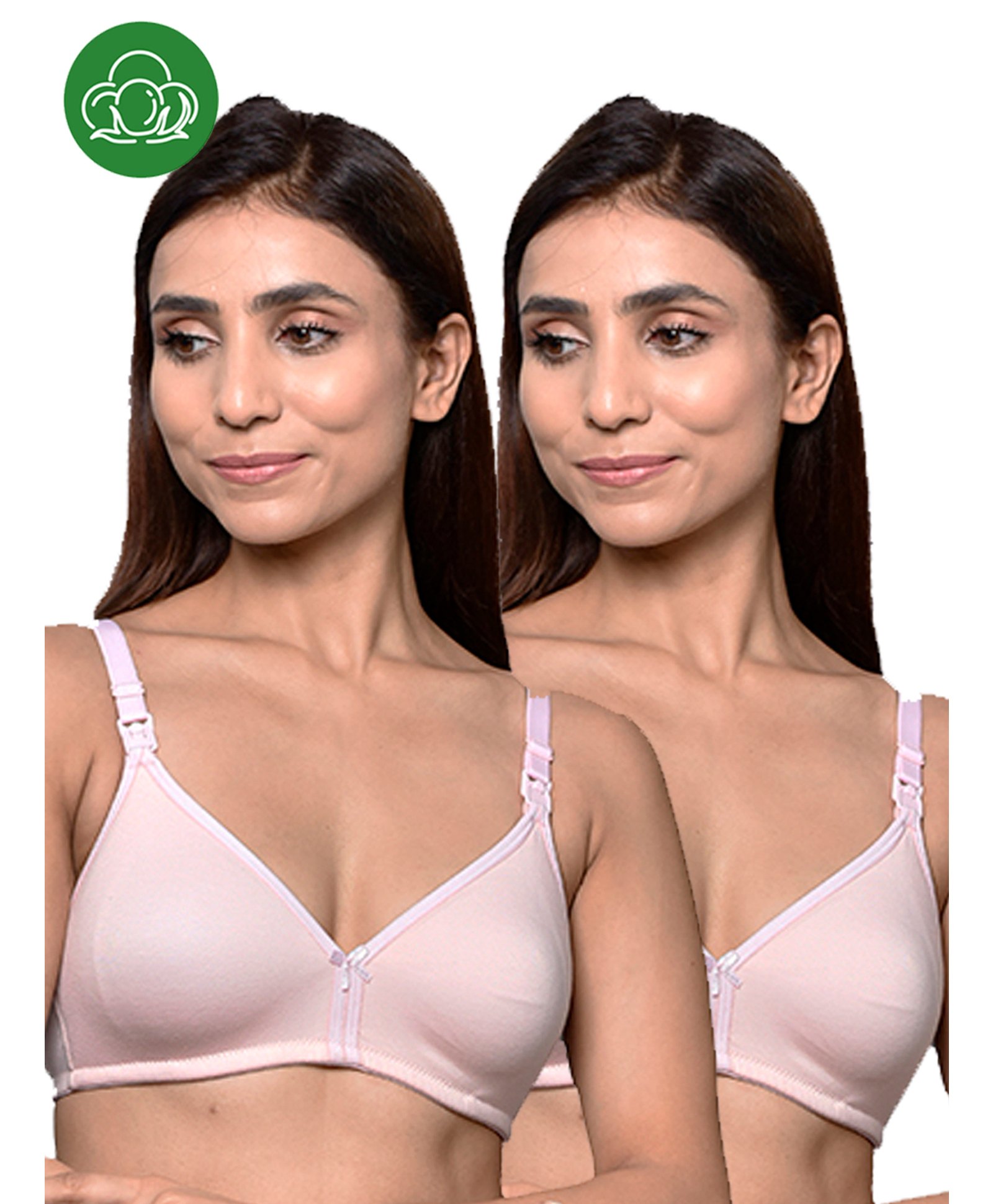 Inner Sense Organic Cotton Pack Of 2 Solid Antimicrobial Soft Feeding Bras - Multi Colour-picture-35