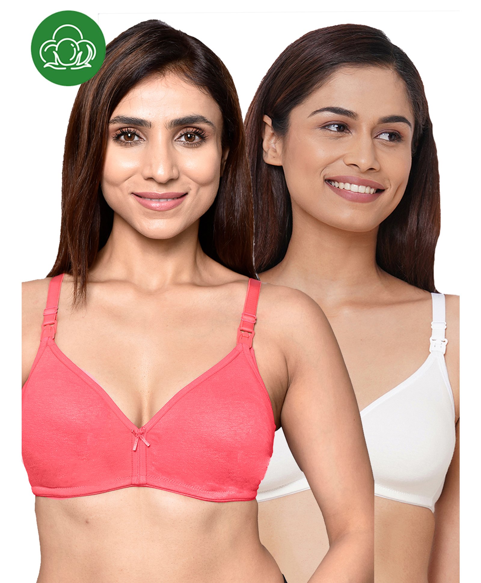Inner Sense Organic Cotton Pack Of 2 Solid Antimicrobial Soft Feeding Bras - Multi Colour-picture-36
