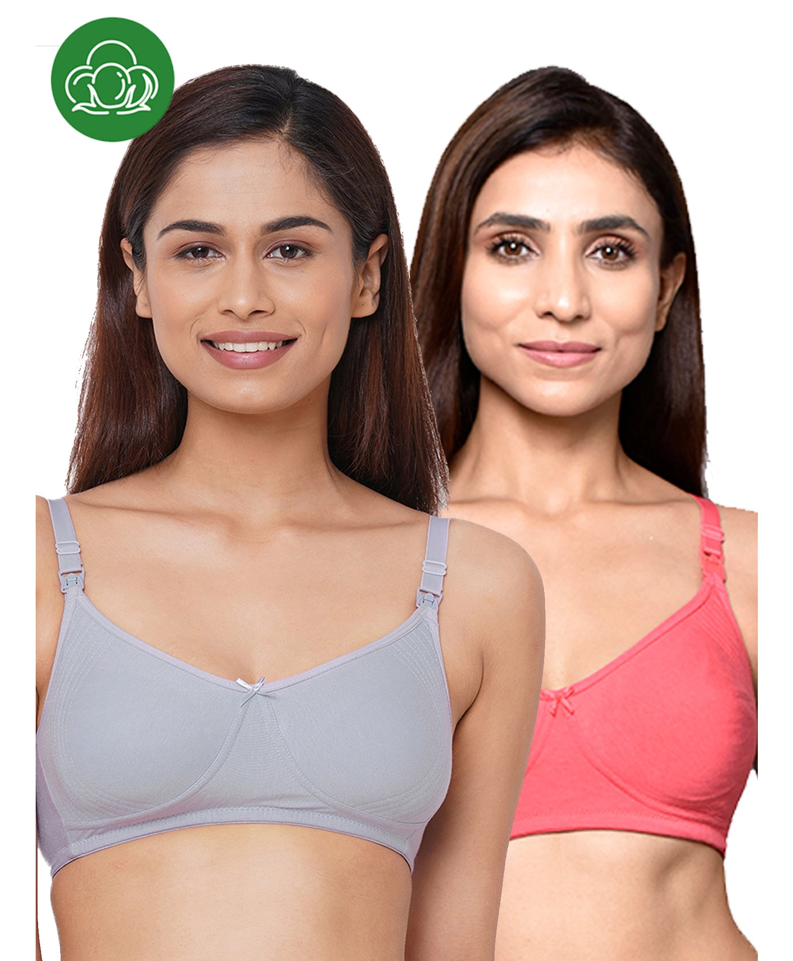Inner Sense Organic Cotton Pack Of 2 Solid Antimicrobial Soft Feeding Bras - Multi Colour-picture-32