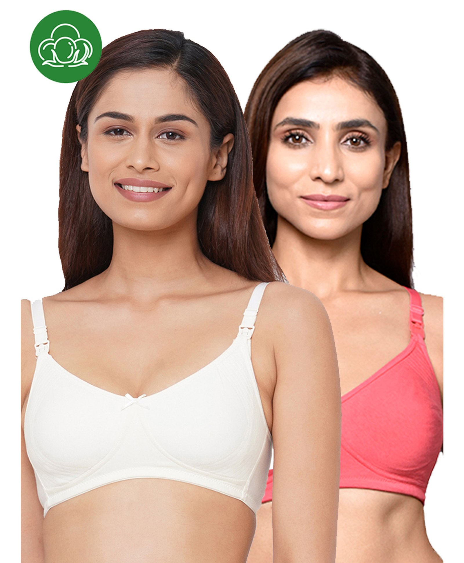 Inner Sense Organic Cotton Pack Of 2 Solid Antimicrobial Soft Feeding Bras - Multi Colour-picture-26