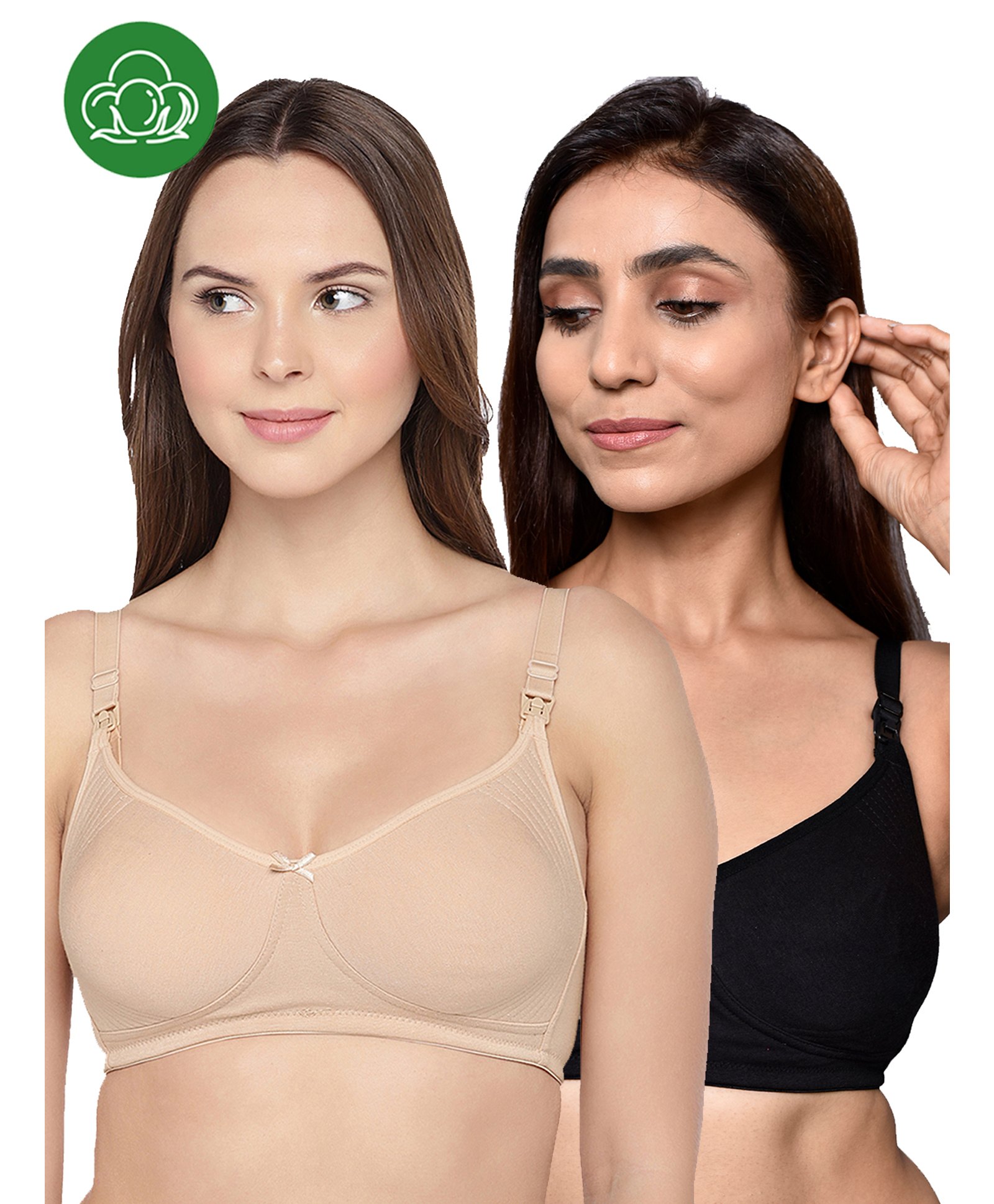 Inner Sense Organic Cotton Pack Of 2 Solid Antimicrobial Soft Feeding Bras - Multi Colour-picture-27