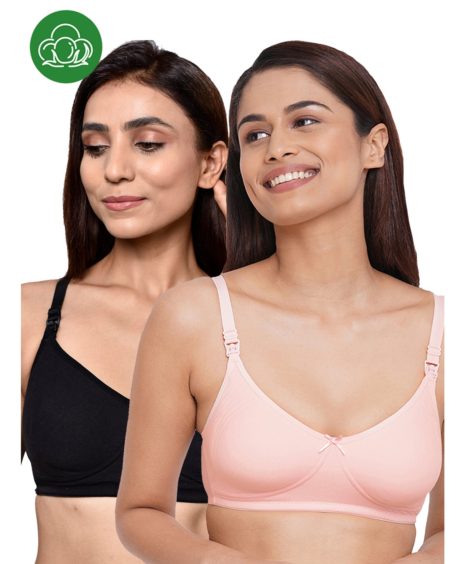 Inner Sense Organic Cotton Pack Of 2 Solid Antimicrobial Soft Feeding Bras - Multi Colour-picture-28