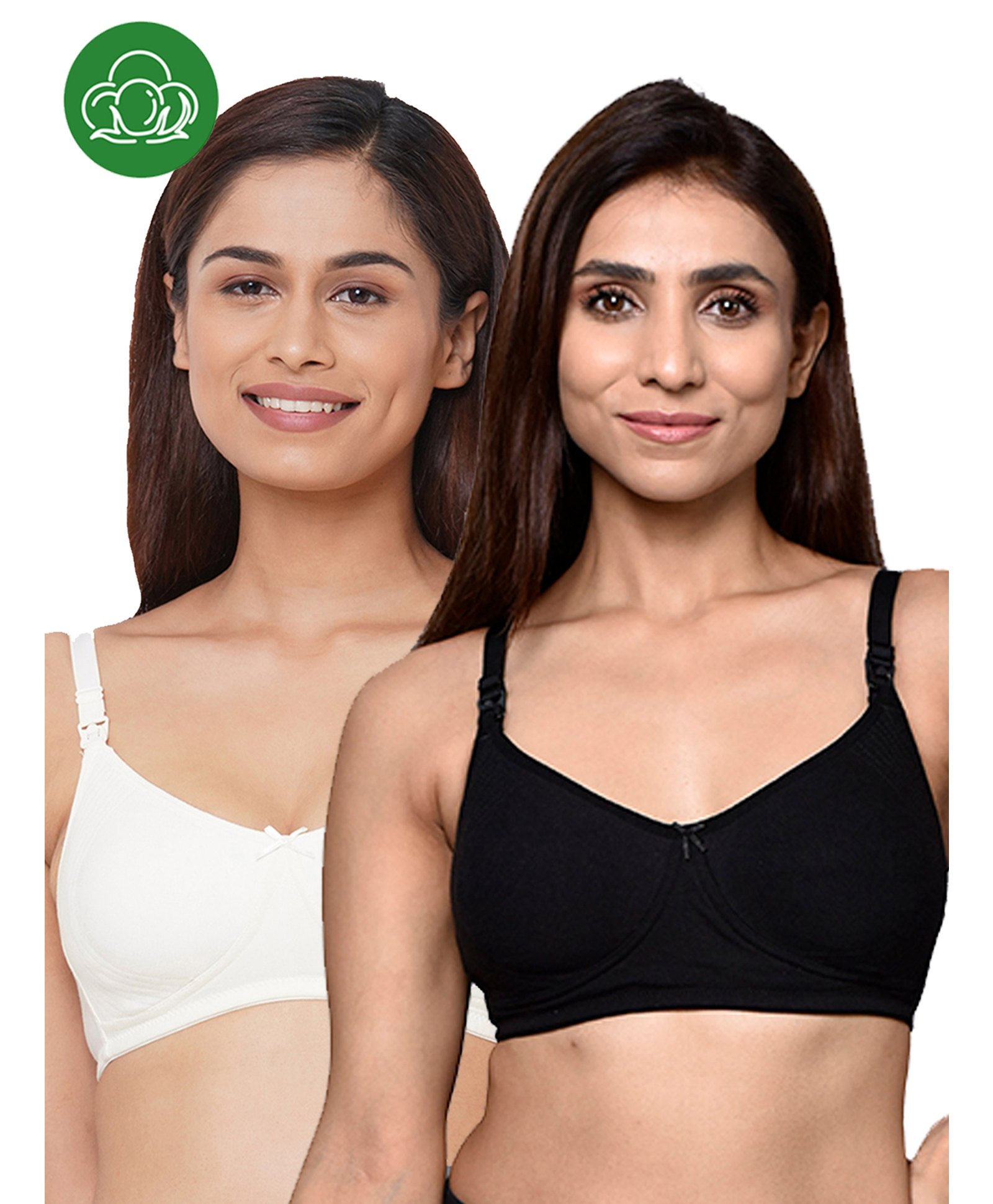Inner Sense Organic Cotton Pack Of 2 Solid Antimicrobial Soft Feeding Bras - Multi Colour-picture-25