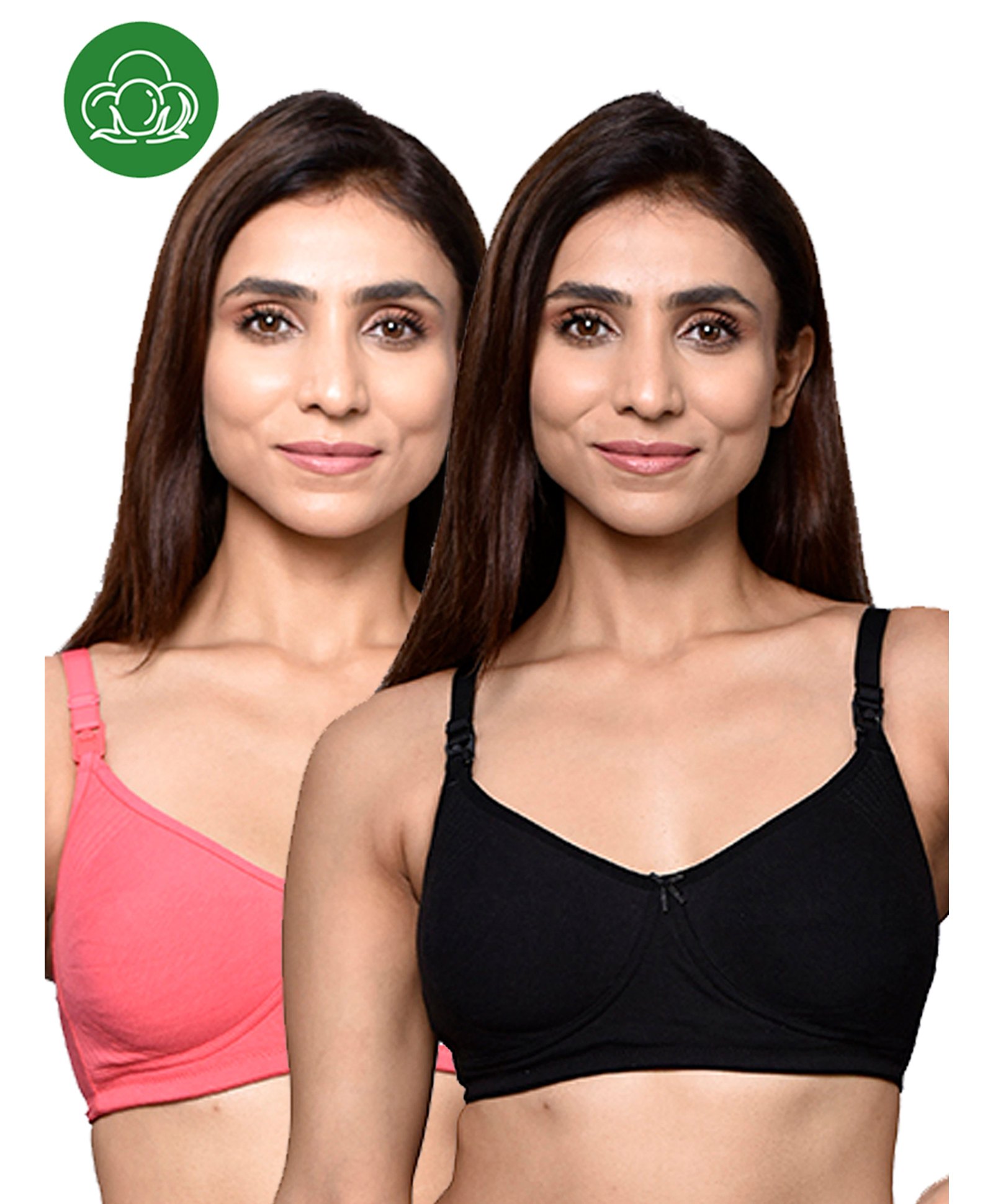 Inner Sense Organic Cotton Pack Of 2 Solid Antimicrobial Soft Feeding Bras - Multi Colour-picture-39
