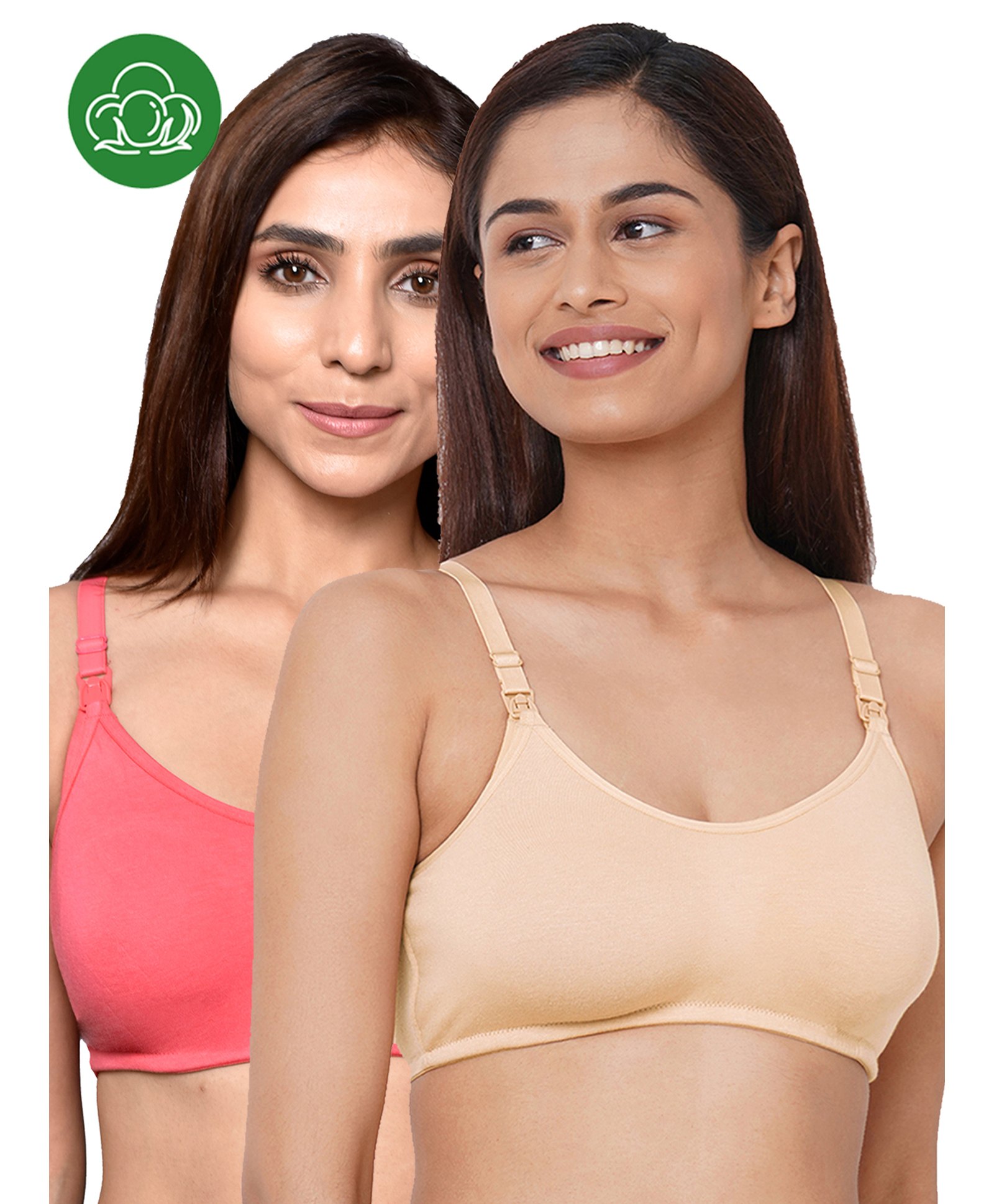 Inner Sense Organic Cotton Pack Of 2 Solid Antimicrobial Soft Feeding Bras - Multi Colour-picture-20