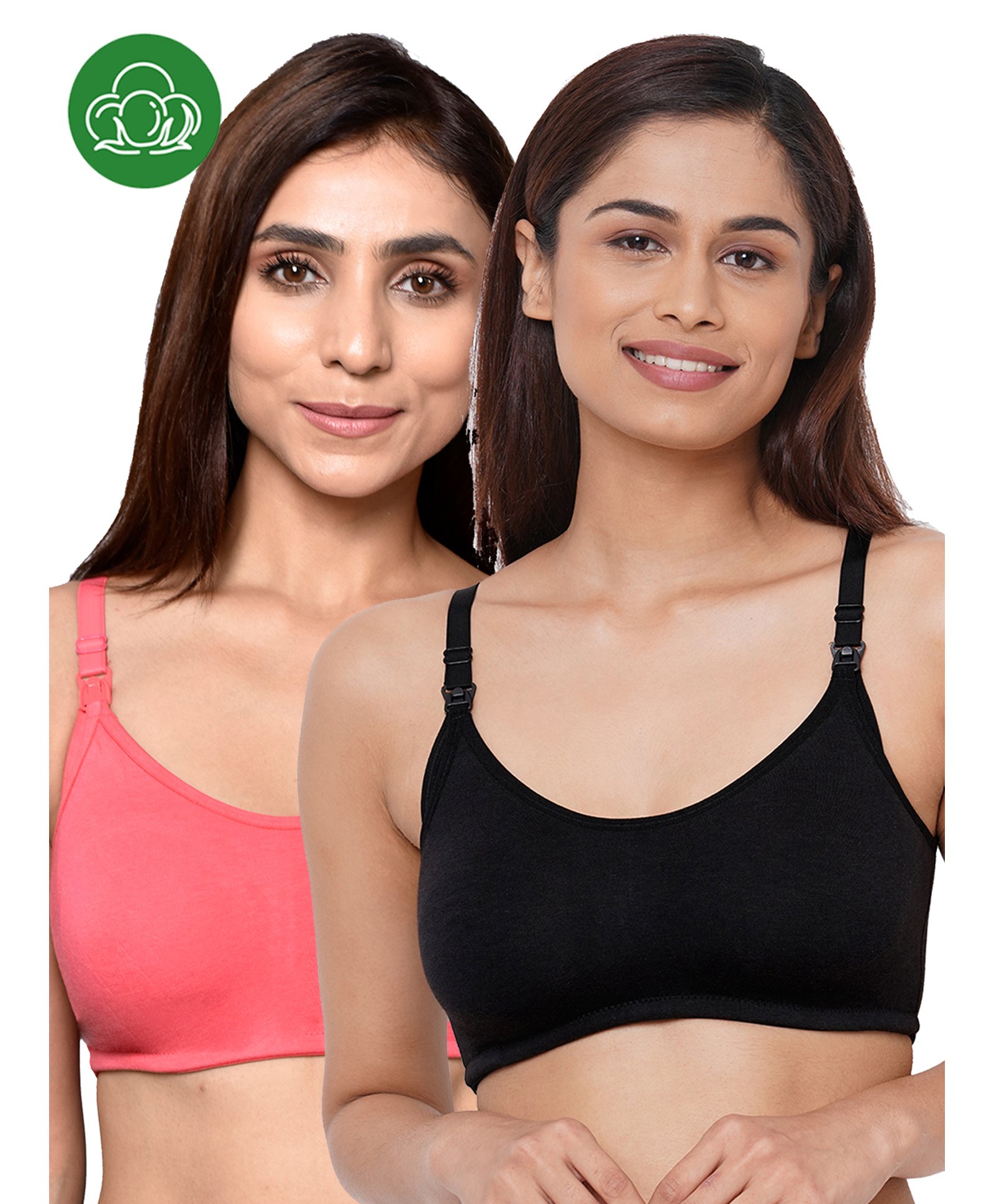 Inner Sense Organic Cotton Pack Of 2 Solid Antimicrobial Soft Feeding Bras - Multi Colour-picture-31