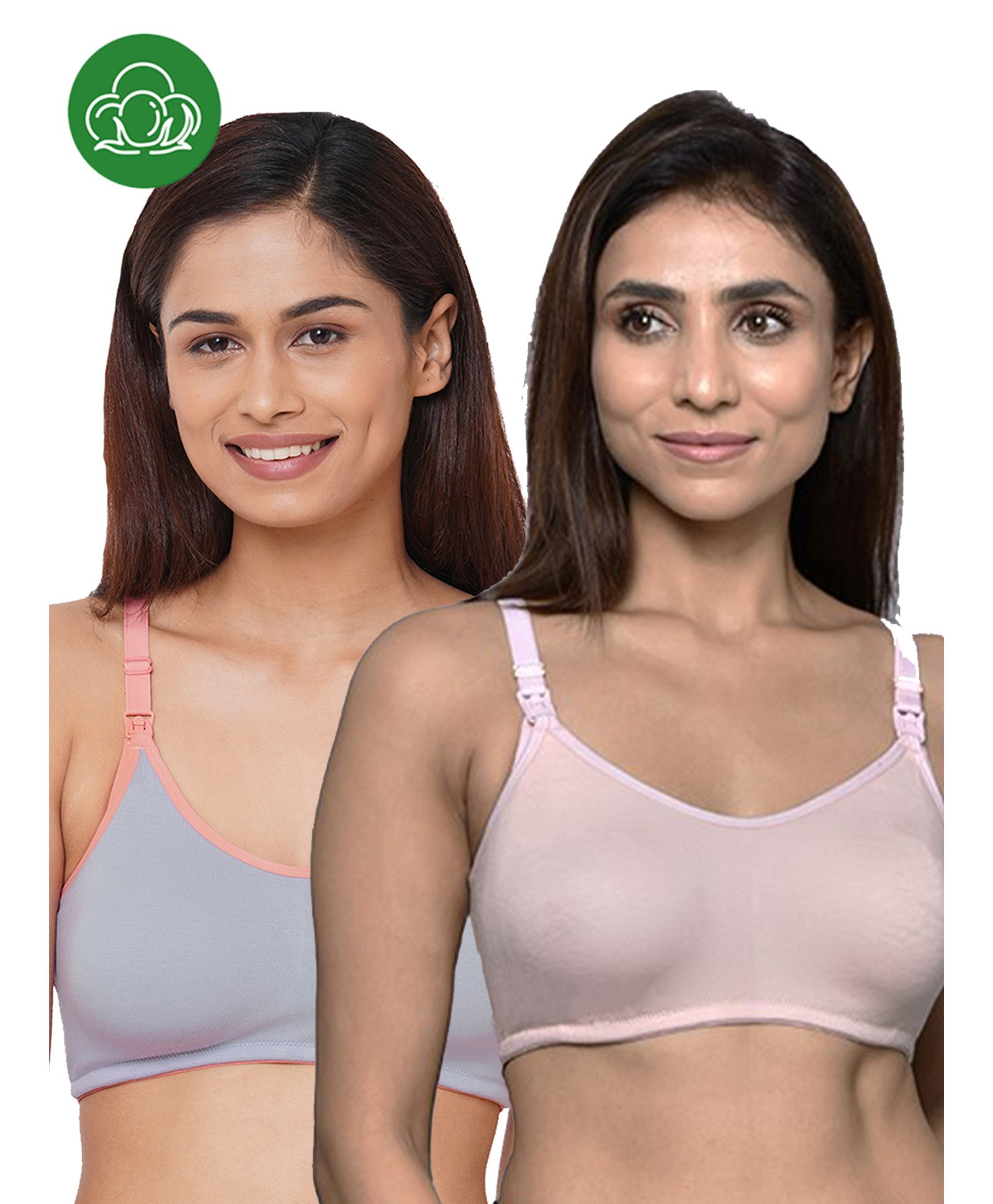 Inner Sense Organic Cotton Pack Of 2 Solid Antimicrobial Soft Feeding Bras - Multi Colour-picture-16