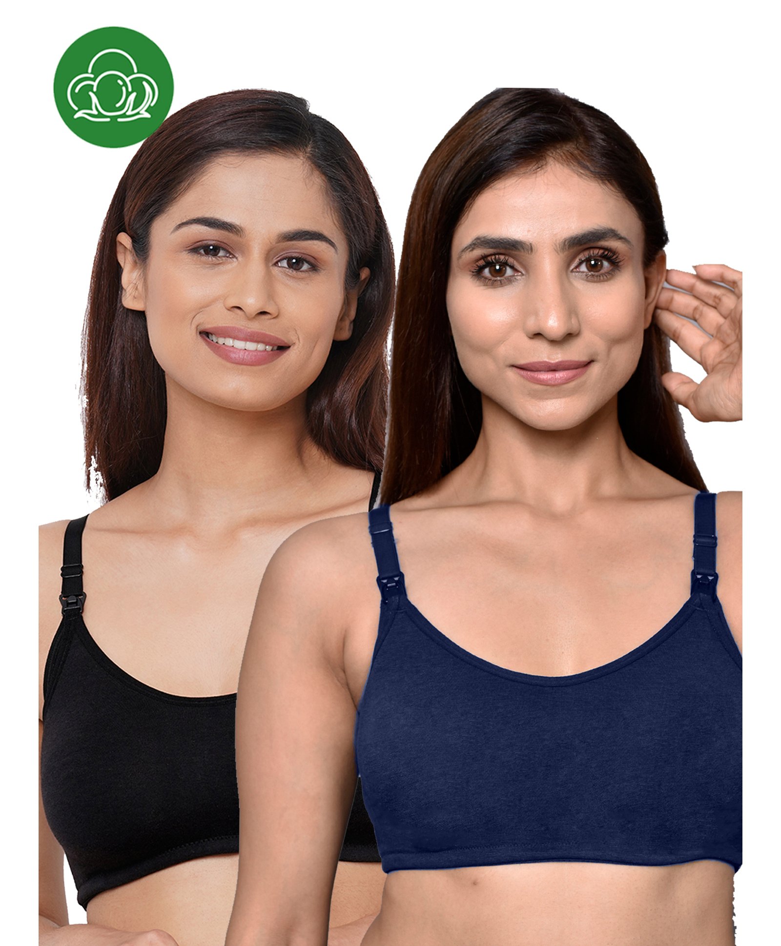 Inner Sense Organic Cotton Pack Of 2 Solid Antimicrobial Soft Feeding Bras - Multi Colour-picture-23