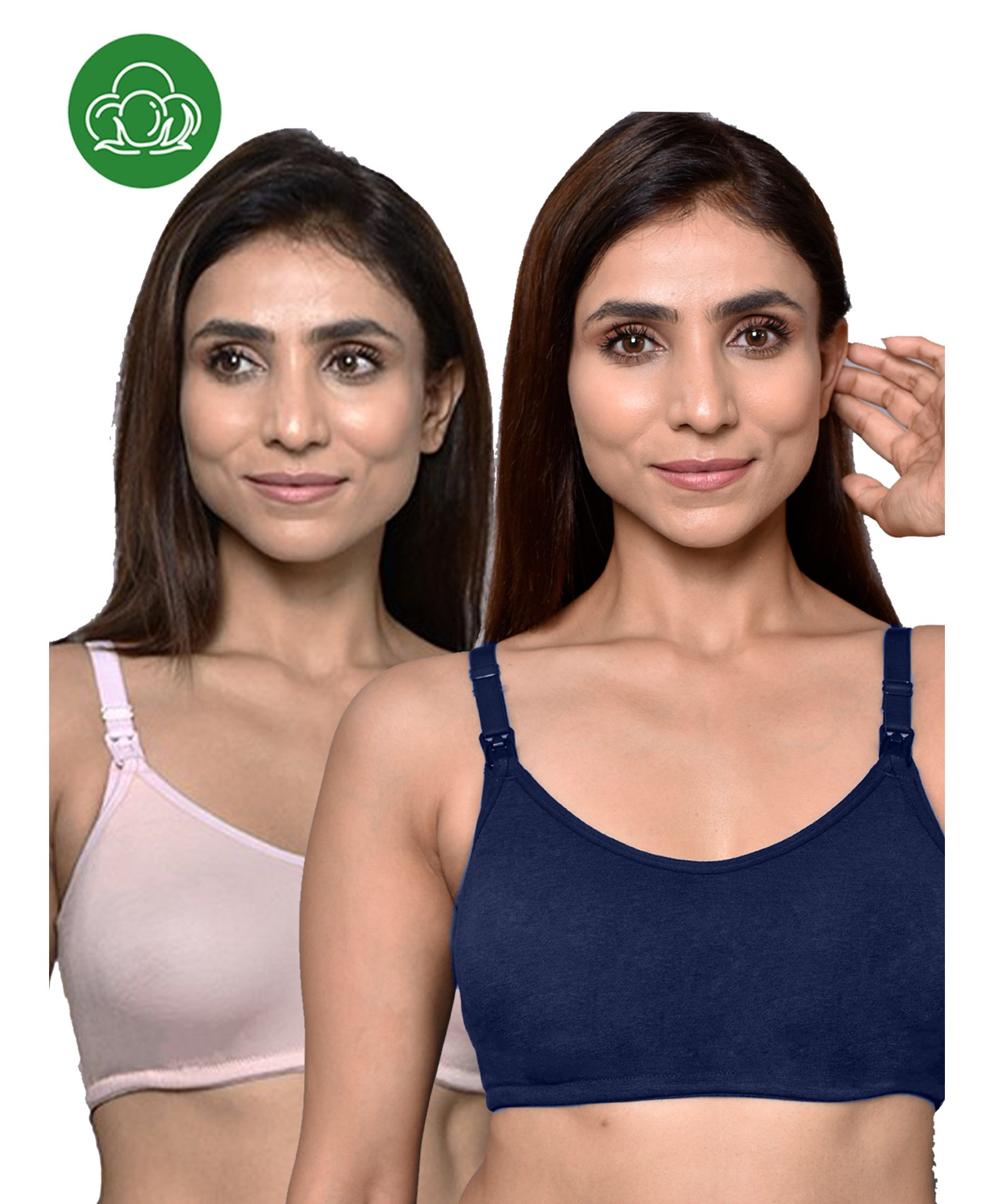 Inner Sense Organic Cotton Pack Of 2 Solid Antimicrobial Soft Feeding Bras - Multi Colour-picture-18