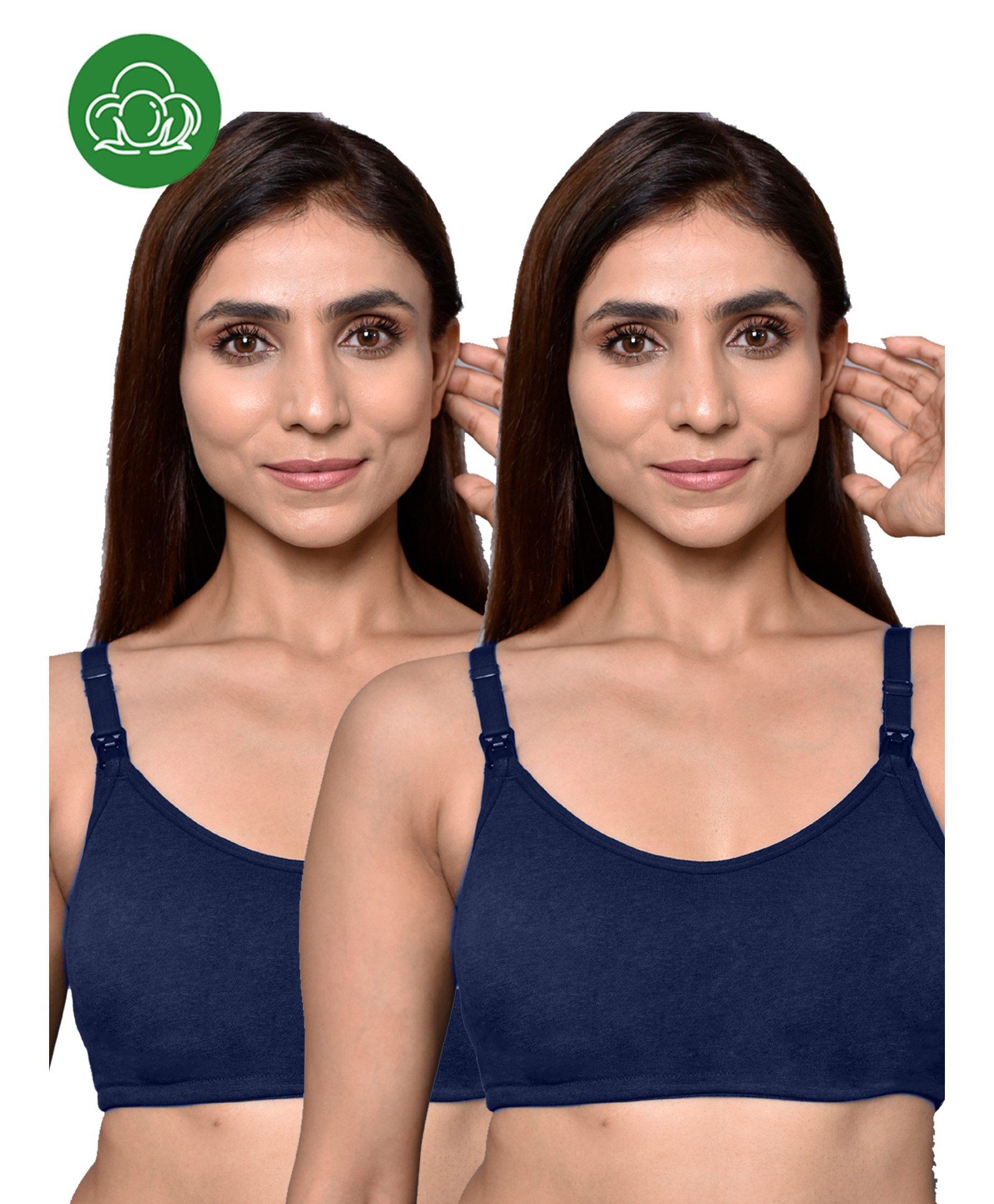 Inner Sense Organic Cotton Pack Of 2 Solid Antimicrobial Soft Feeding Bras - Multi Colour-picture-19