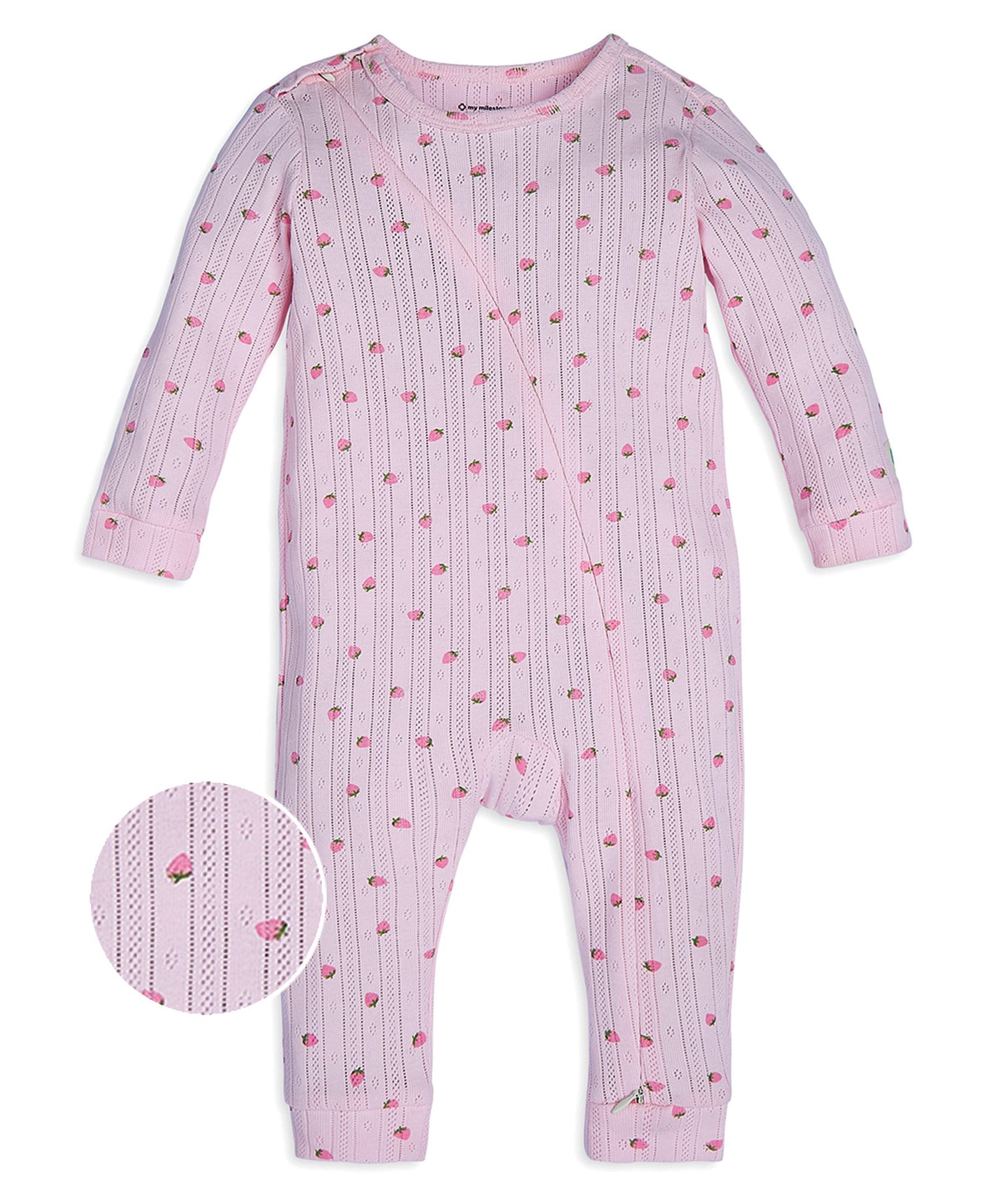 My Milestones Full Sleeves Strawberry Printed Romper - Pink-picture-14