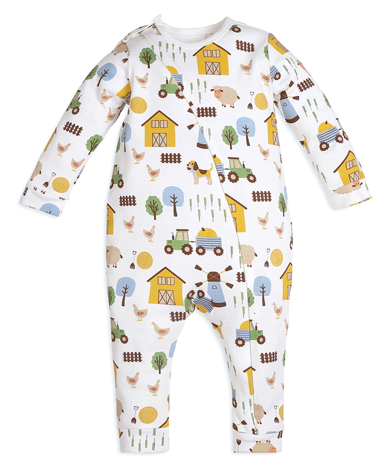 My Milestones Full Sleeves Construction Vehicles Printed Romper - White-picture-16