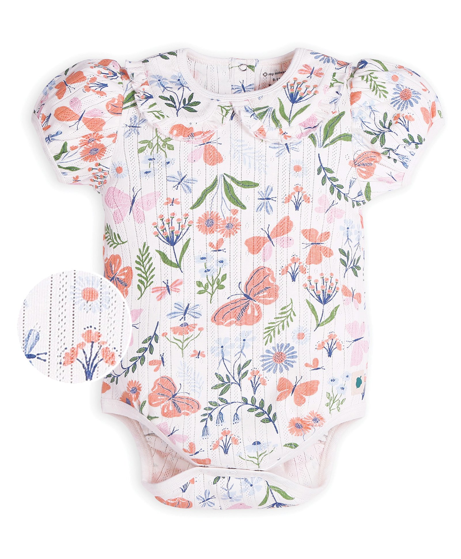 My Milestones Half Puffed Sleeves Floral Printed Onesie - Off White-picture-18