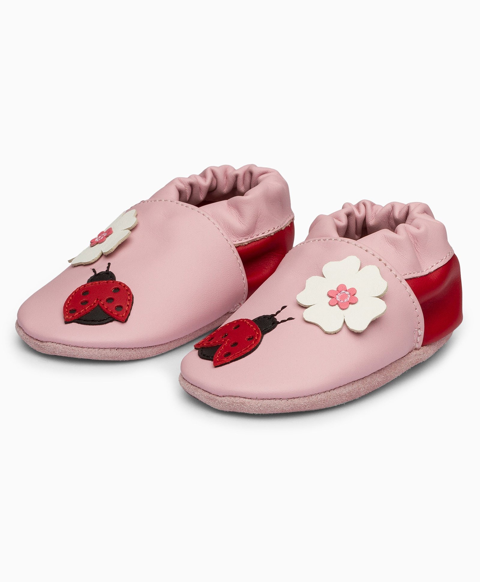 Elves the Shoemakers Floral Applique & Lady Bug Patch Embroidered Booties - Pink-picture-25