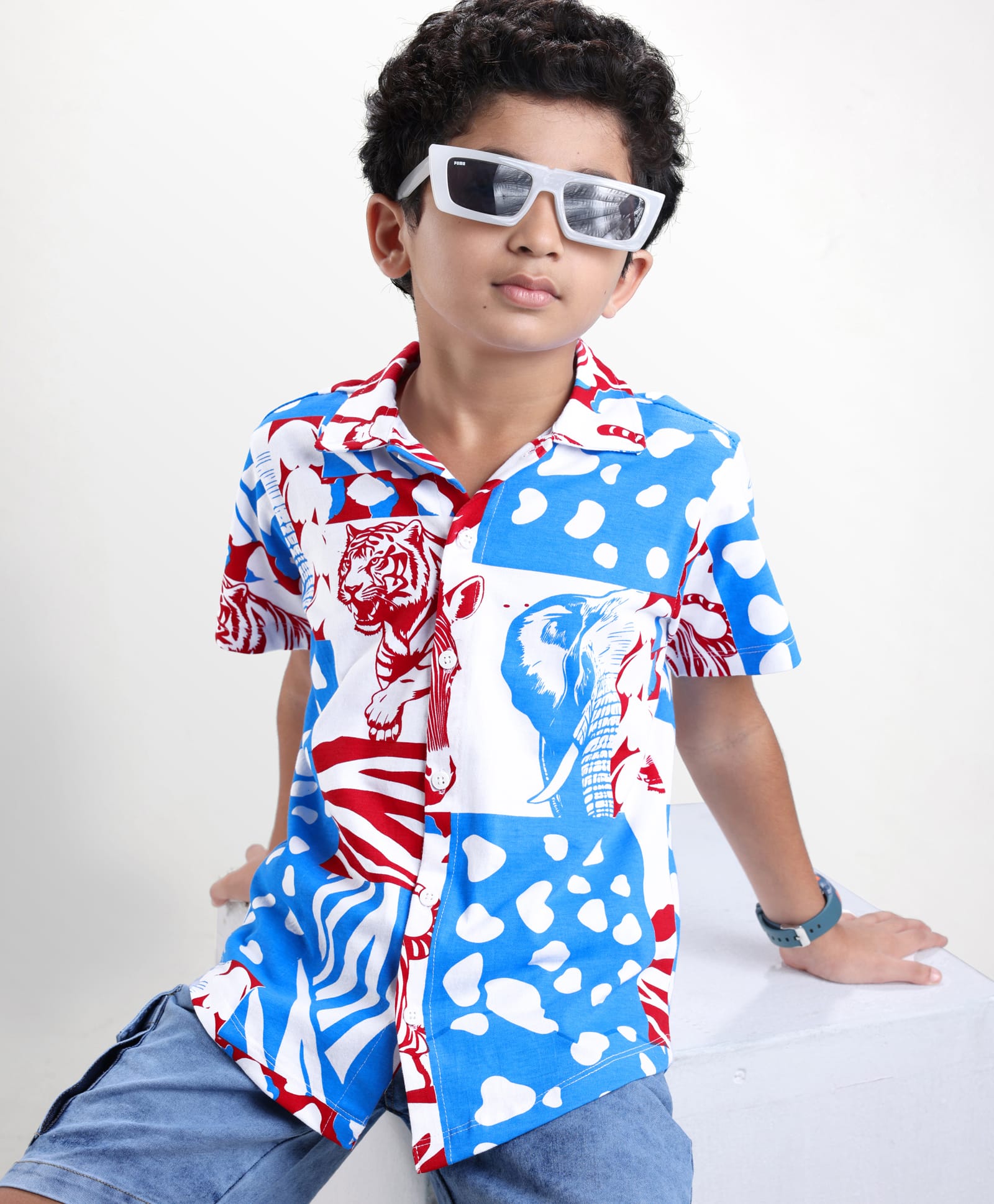 Ollington St. 100% Cotton Half Sleeves Animal Printed Shirt - Multicolor-picture-26