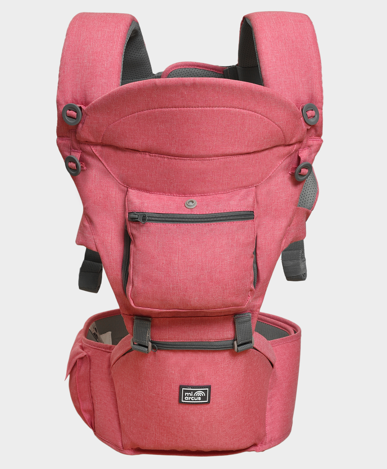 Mi Arcus 4-in-1 Multifunctional Baby Carrier with Breathable Mesh, Adjustable Padded Straps, Hip Seat, and Attached Head Support CushionPink-image-4