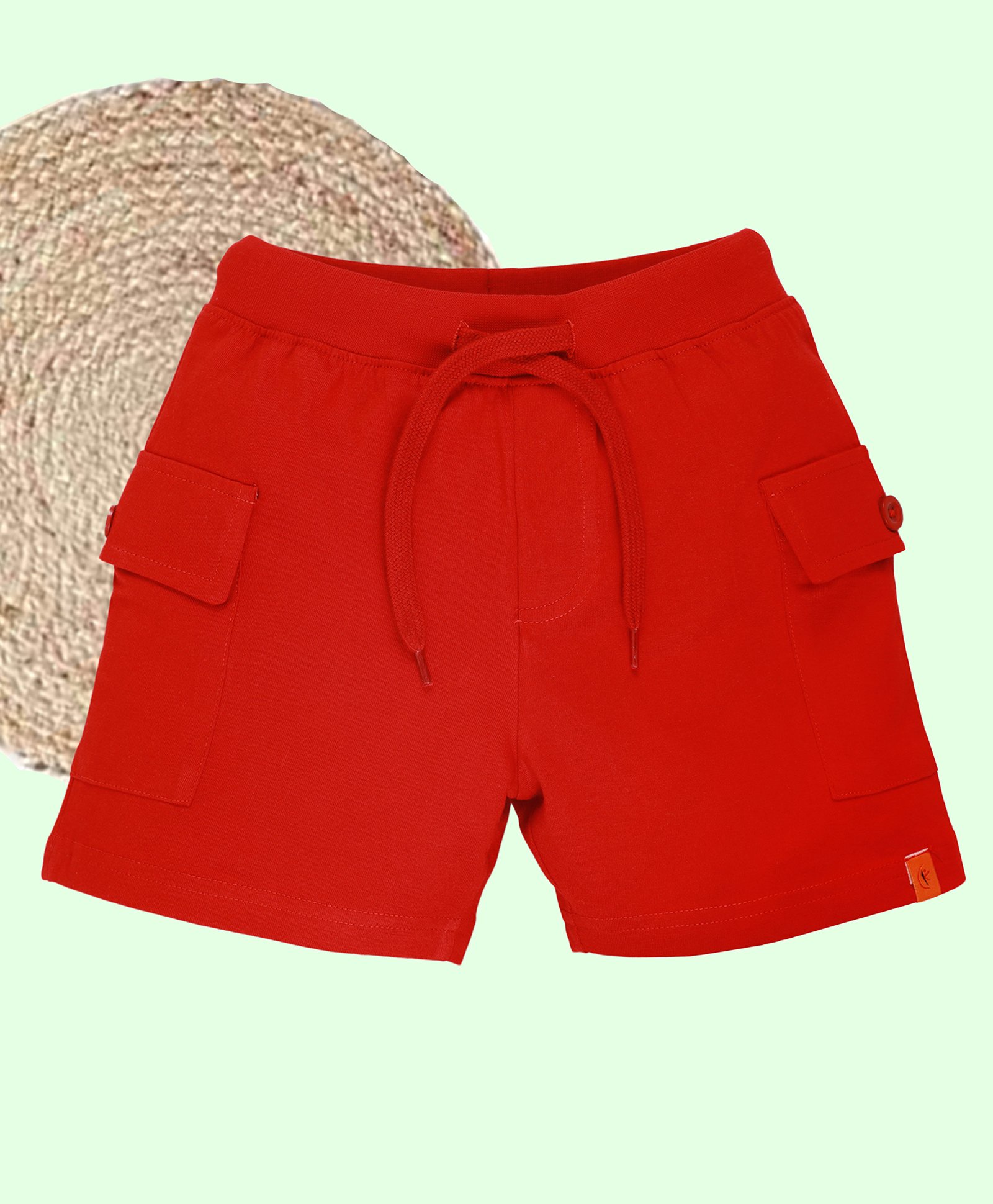 Kiddopanti Cotton Solid Cargo Shorts - Red-image-25