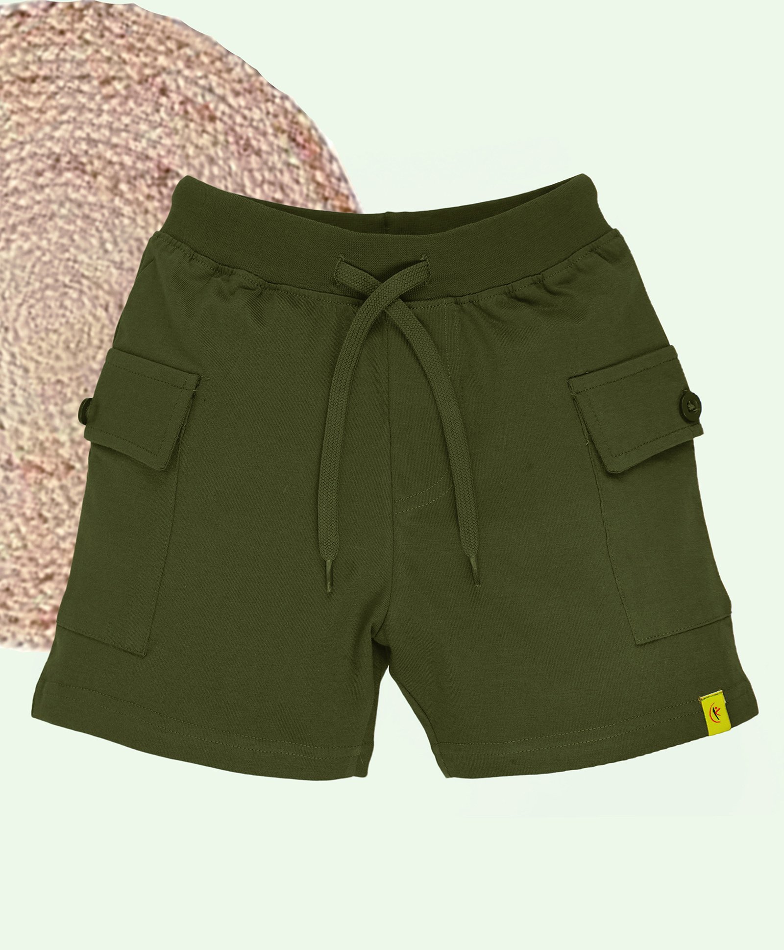 Kiddopanti Cotton Solid Cargo Shorts - Military Green-picture-27