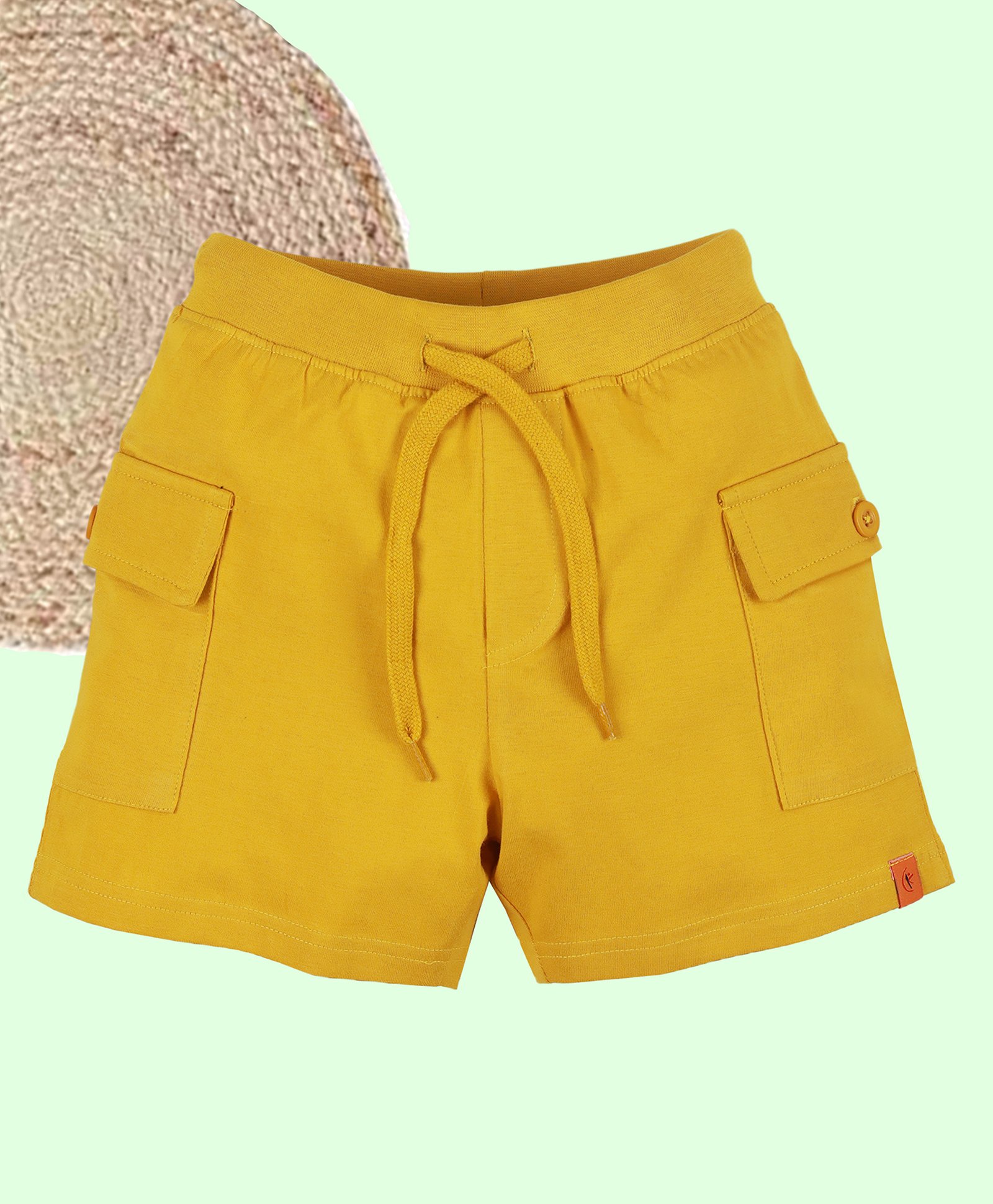 Kiddopanti Cotton Solid Cargo Shorts - Mustard-image-16