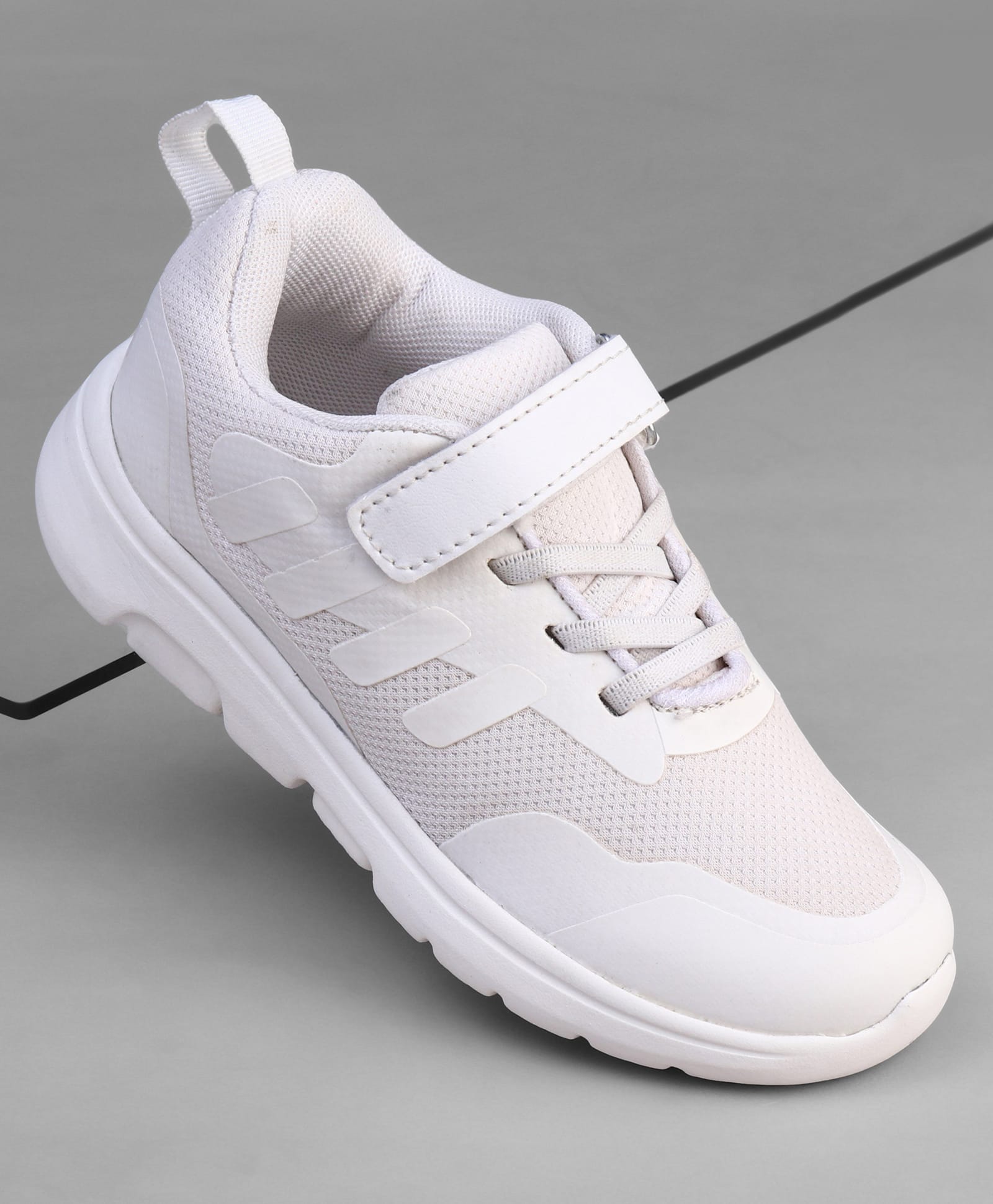 Pine Kids Velcro Closure School Shoes - White