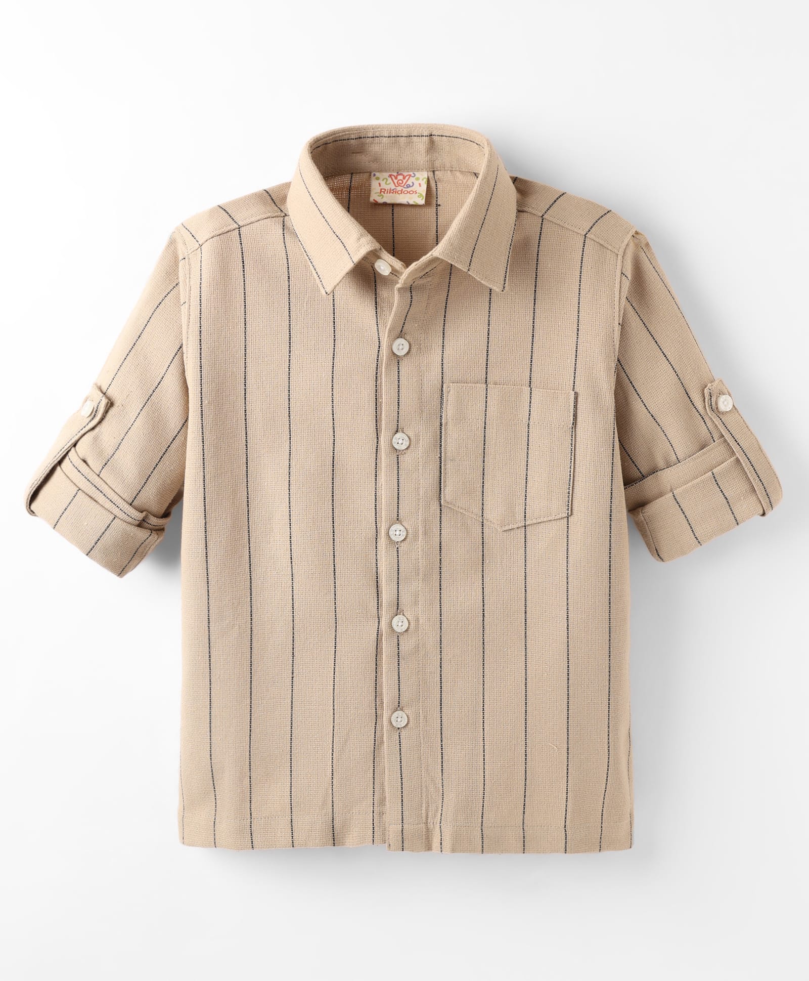 Rikidoos Full Sleeves Striped Shirt - Khaki-image-46