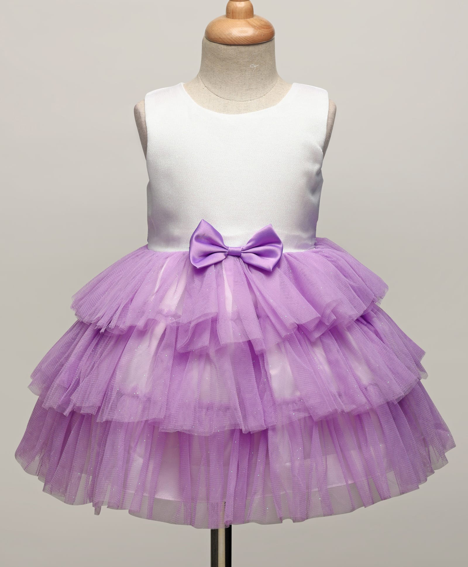 Mark & Mia Woven Sleeveless Solid Party Dress With Bow Applique - Purple-picture-37