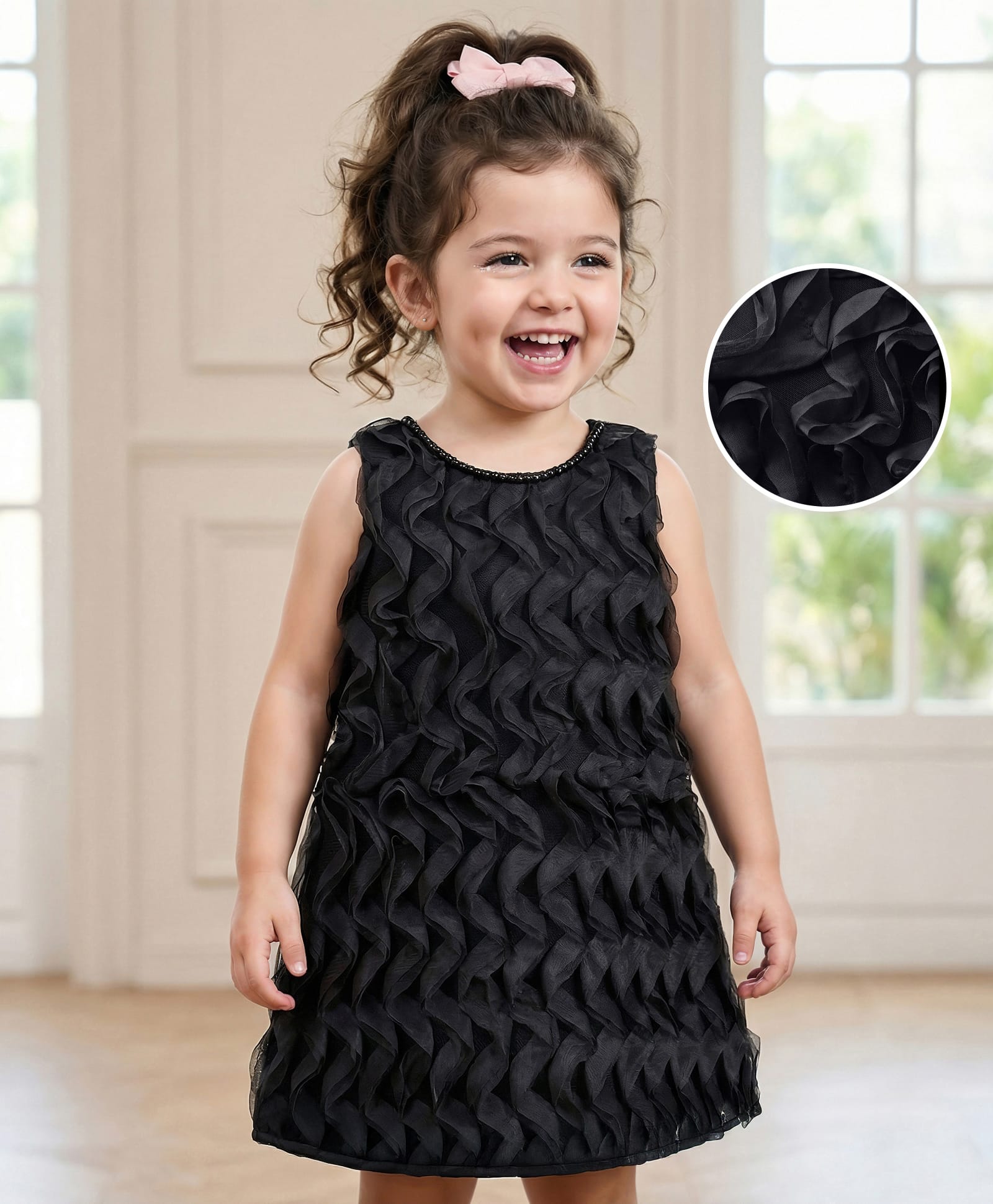 Mark & Mia Woven Sleeveless Solid Party Dress With Ruffle Detailing - Black-picture-31