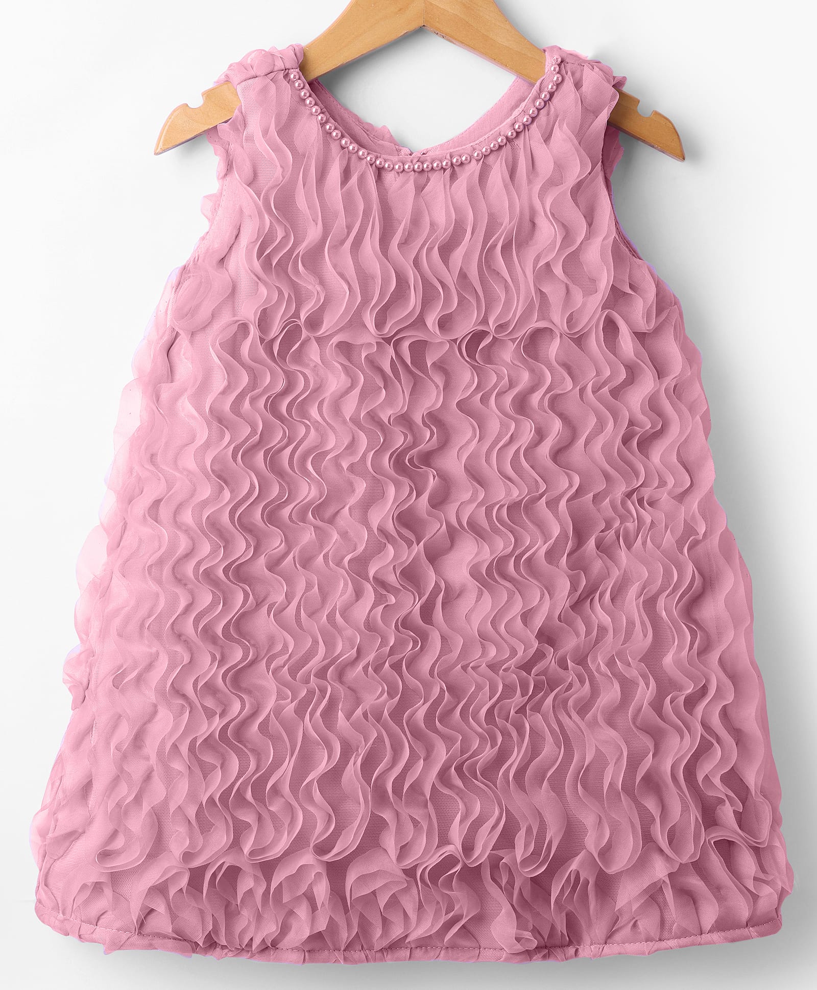 Mark & Mia Woven Sleeveless Solid Party Dress With Ruffle Detailing - Pink-picture-27