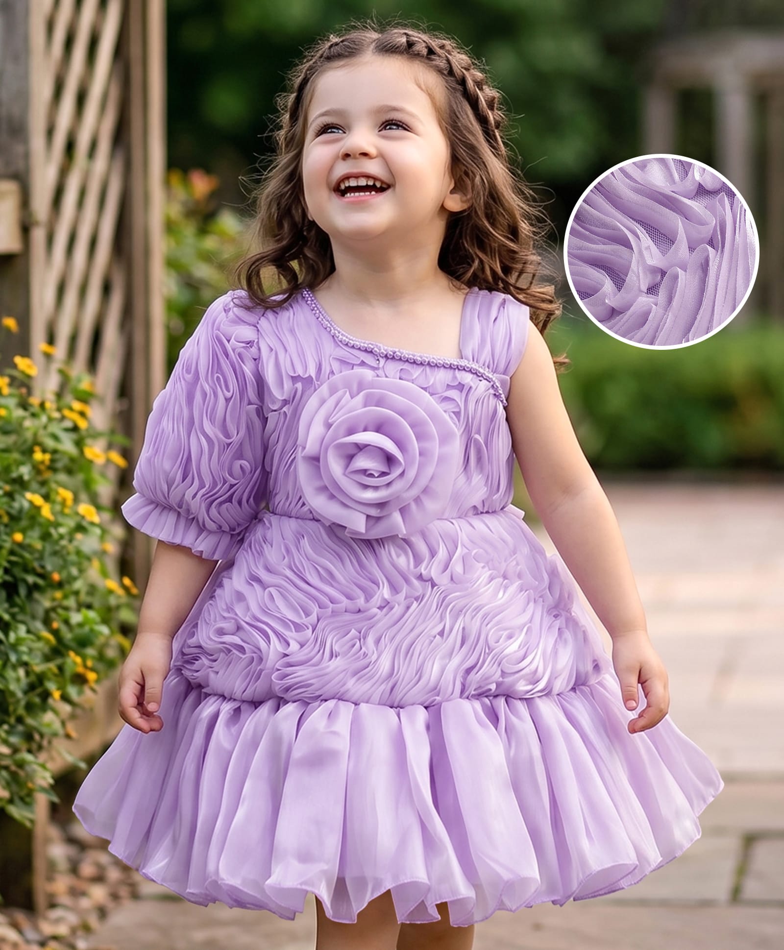 Mark & Mia Woven Sleeveless Party Dress With Floral Corsage - Lilac-image-49
