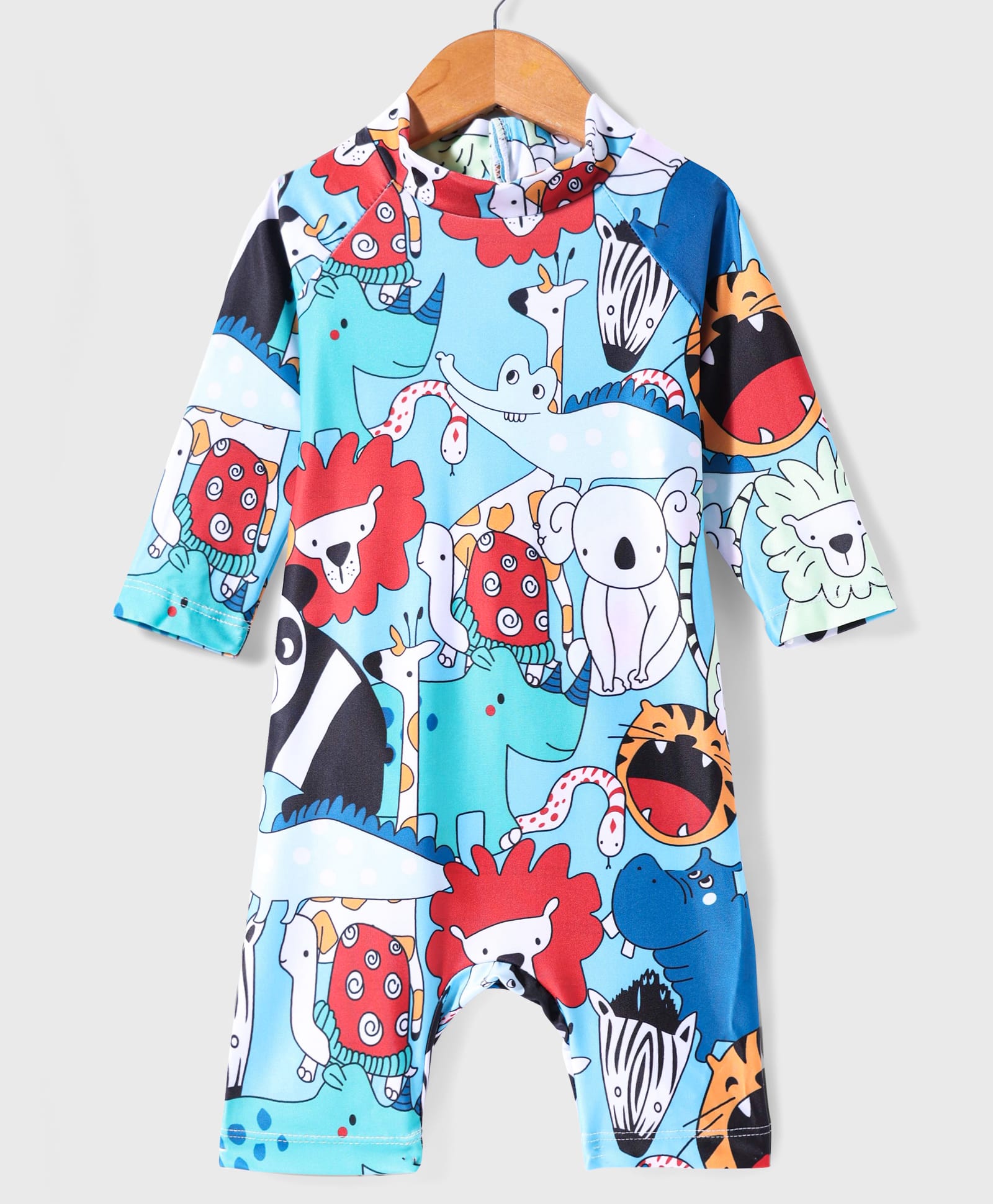 KIDLINGSS Full Sleeves Wild Animals Printed Swimsuit - Multi Colour-image-48