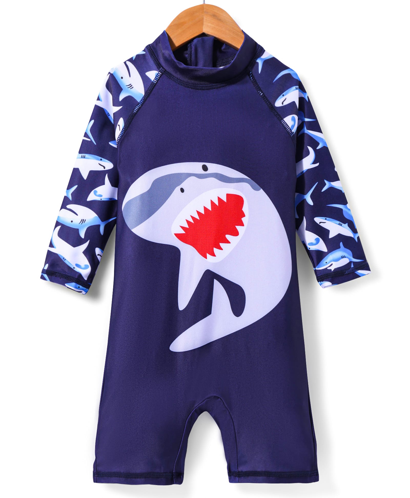 KIDLINGSS Full Raglan Sleeves Shark Printed Swimsuit - Blue-picture-10
