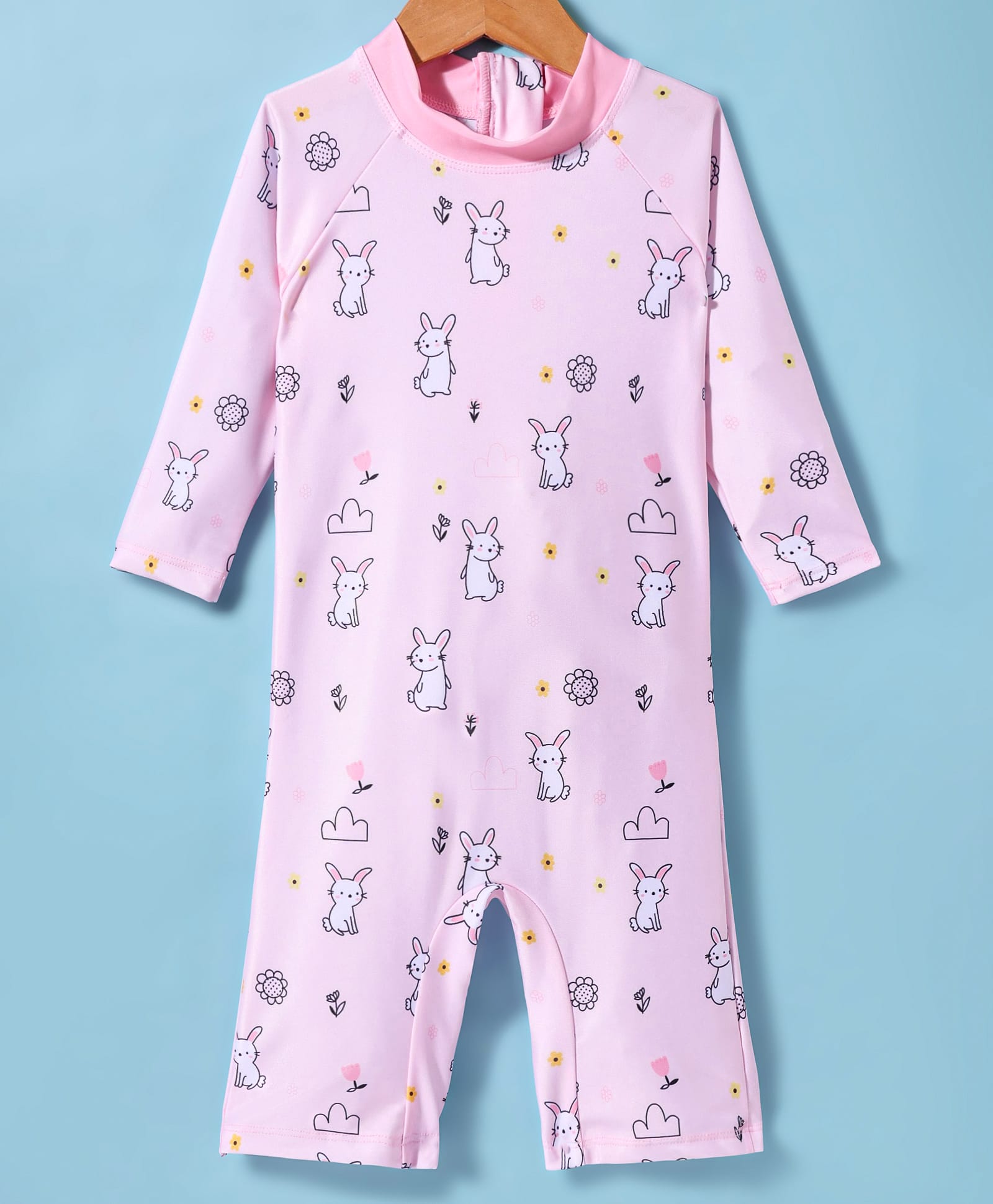 KIDLINGSS Full Raglan Sleeves Bunnies & Floral Printed Legged Swimsuit - Light Pink-picture-19
