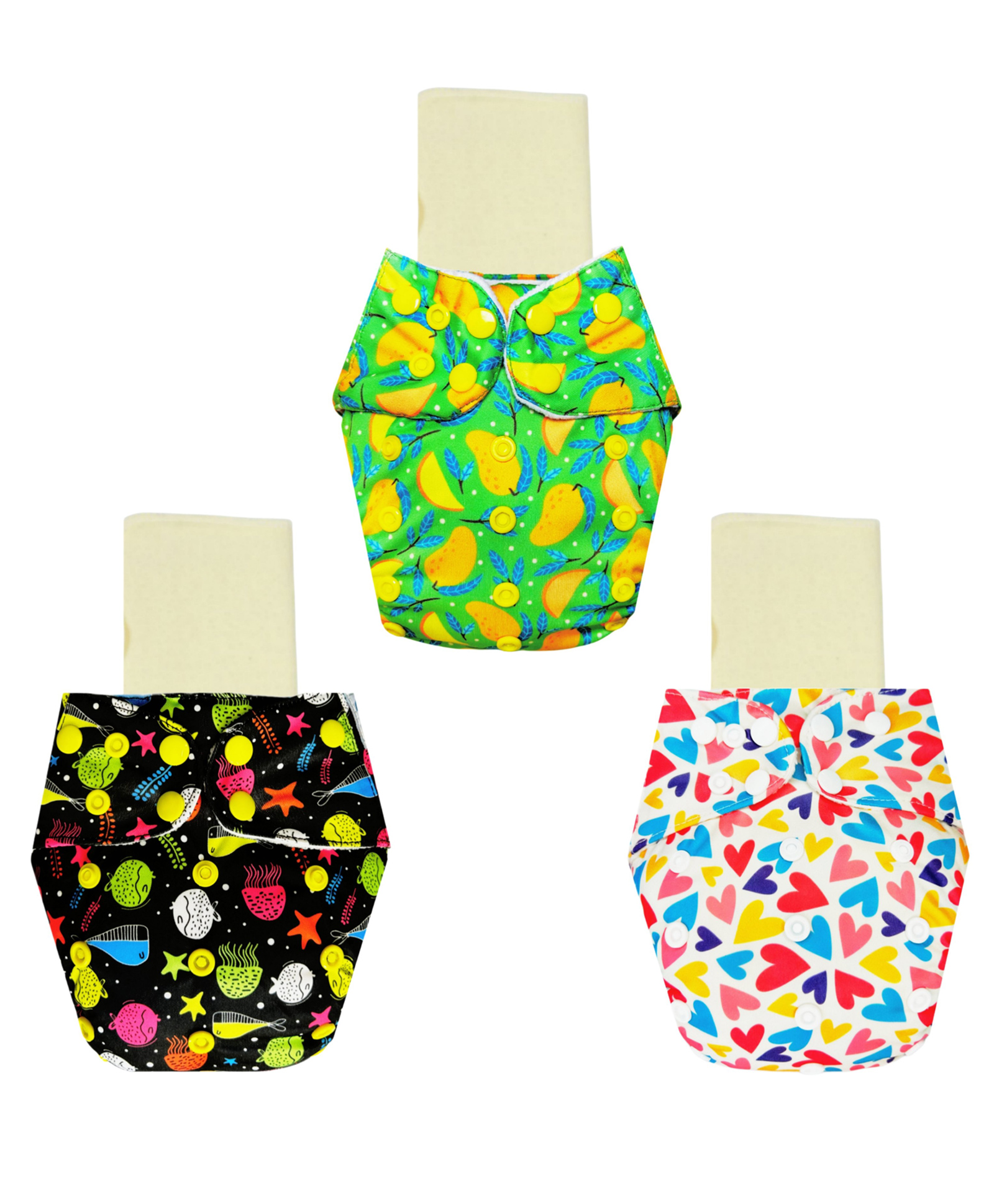 Dumbledo One Size Cloth Diaper with Hemp & Cotton Pad/Insert - Leak-Proof, Stylish, Superior Absorbency - Adjustable For 3 Months to 3 Years, Pack of 3-image-37