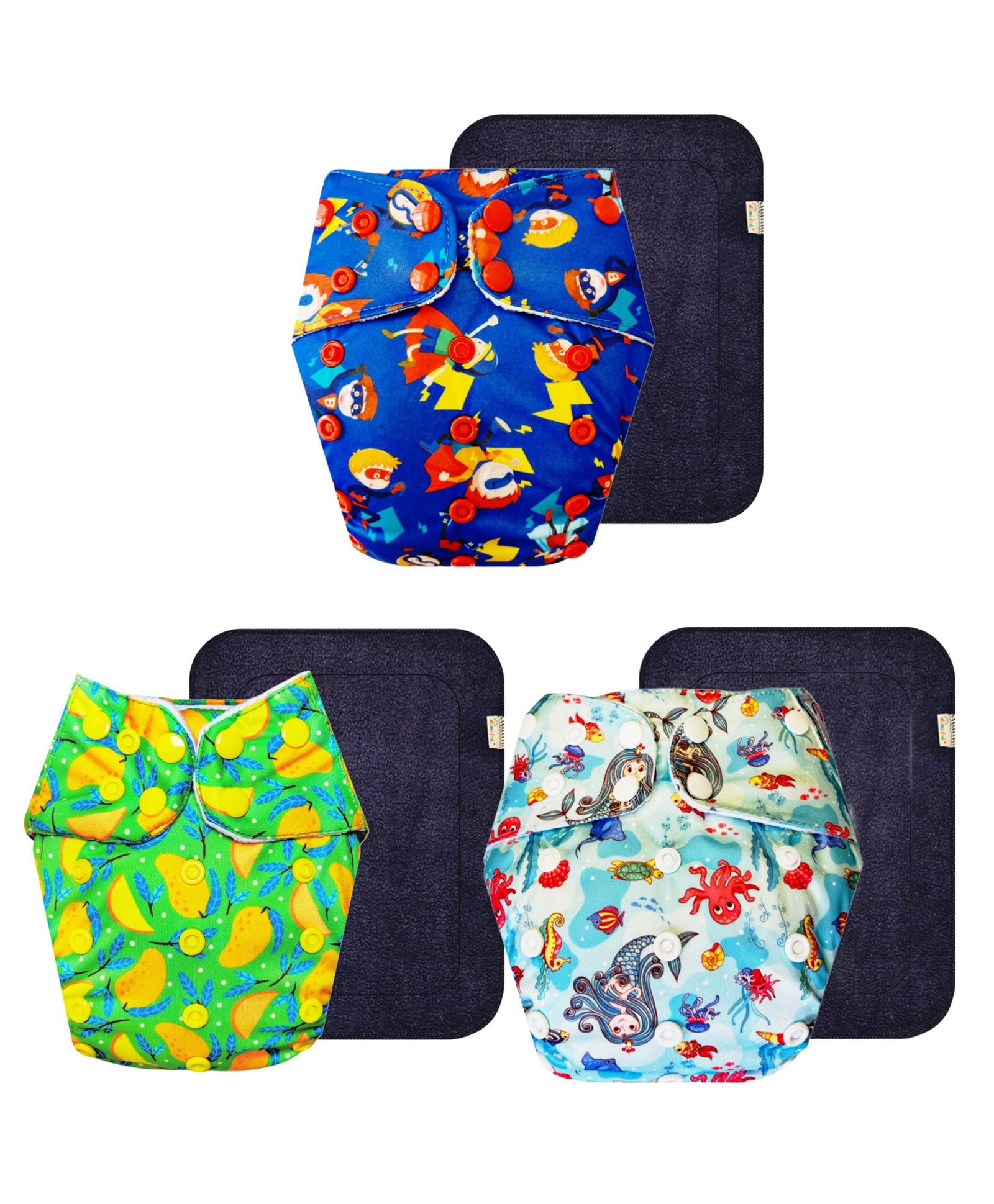 Dumbledo Premium Cloth Diaper with Leak-Proof, Absorbent 6-layer Black Insert - Dryfeel with Comfortable Fit for 3 Months to 3 Years, Pack of 3-image-39