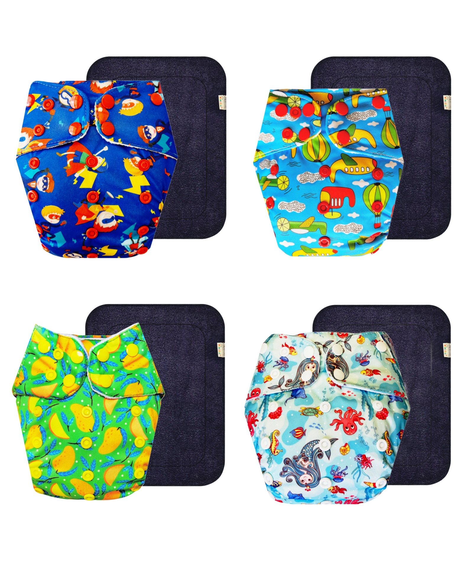 Dumbledo Premium Cloth Diaper with Leak-Proof, Absorbent 6-layer Black Insert - Dryfeel with Comfortable Fit for 3 Months to 3 Years, Pack of 4-image-38
