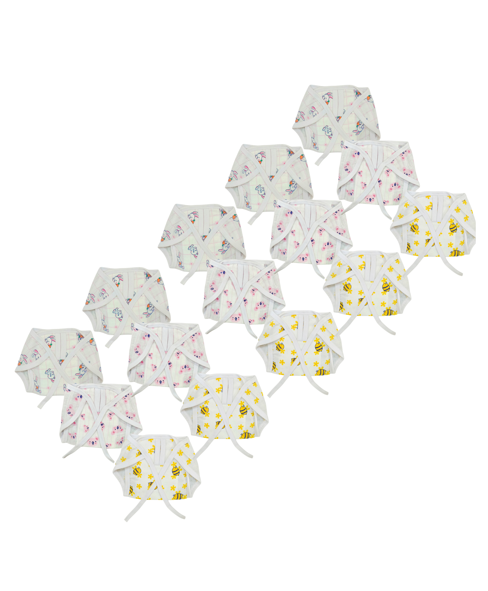 Dumbledo Newborn Muslin Cotton Printed Nappies - Multicolor Reusable Langots, U Shaped, Extra Soft Cloth Nappies for Unisex Babies, 0 - 6 Months - Pack of 15-image-4